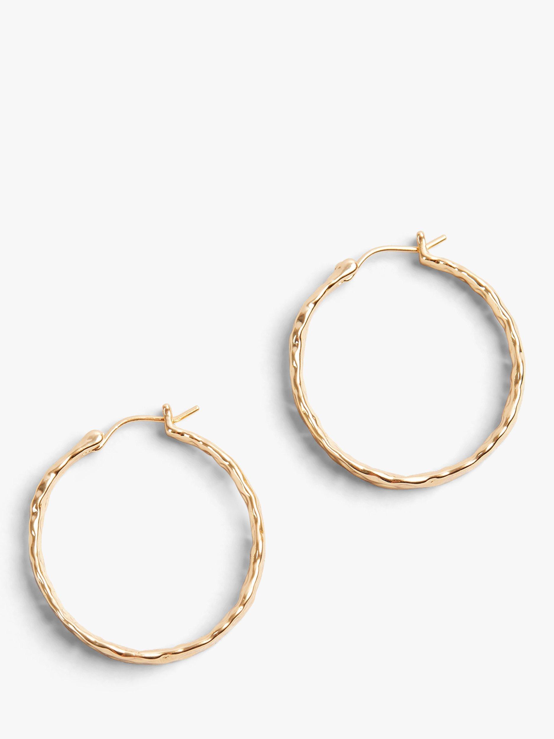 Product image 2 of 3, which shows HUSH Seren Textured Hoop Earrings, Gold, One Size