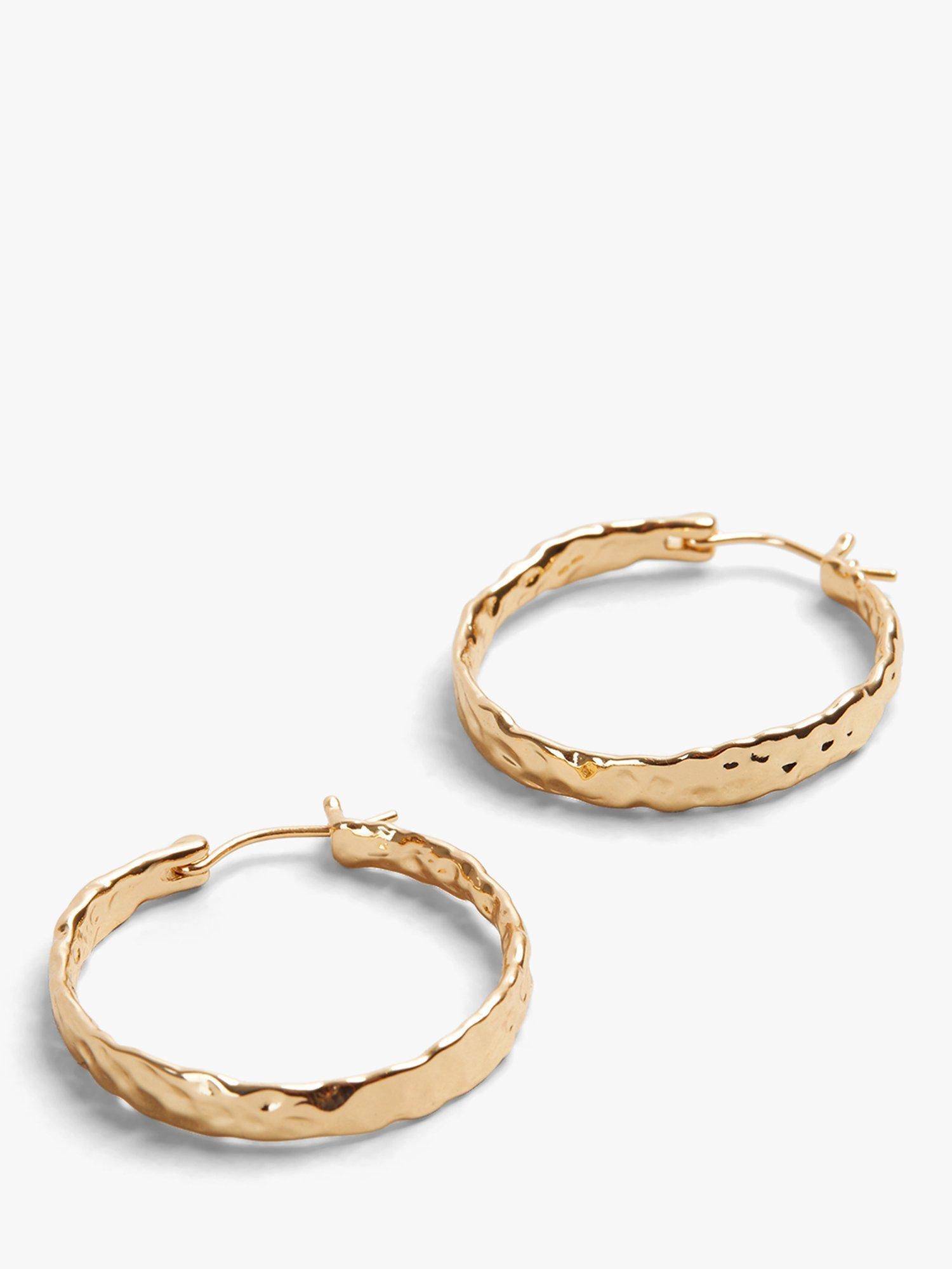 Product image 3 of 3, which shows HUSH Seren Textured Hoop Earrings, Gold, One Size