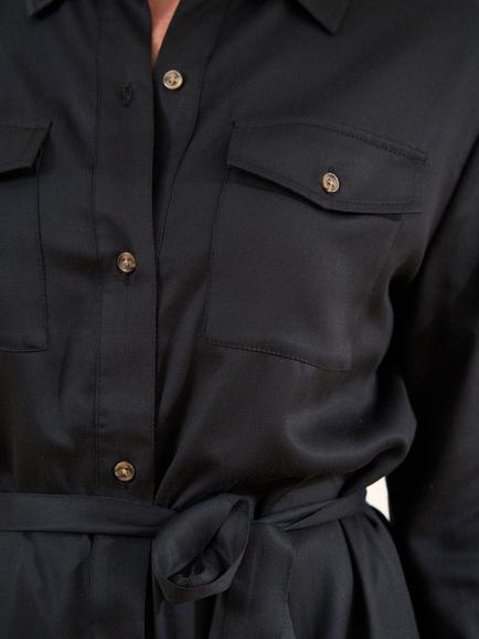 Truly Tencel Shirt Dress - view 2, Black