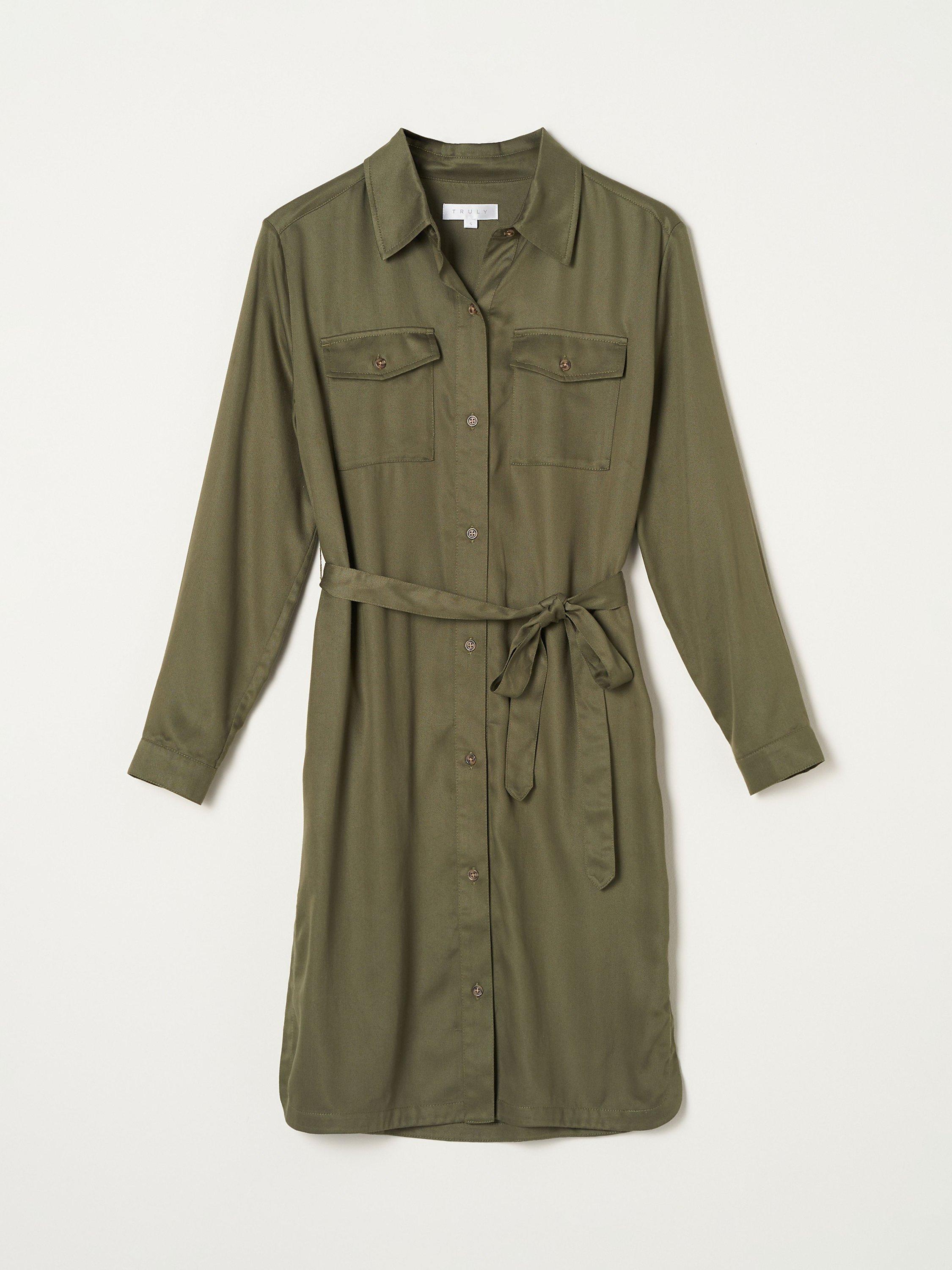 Product image 3 of 5, which shows Truly Tencel Shirt Dress, Khaki, S