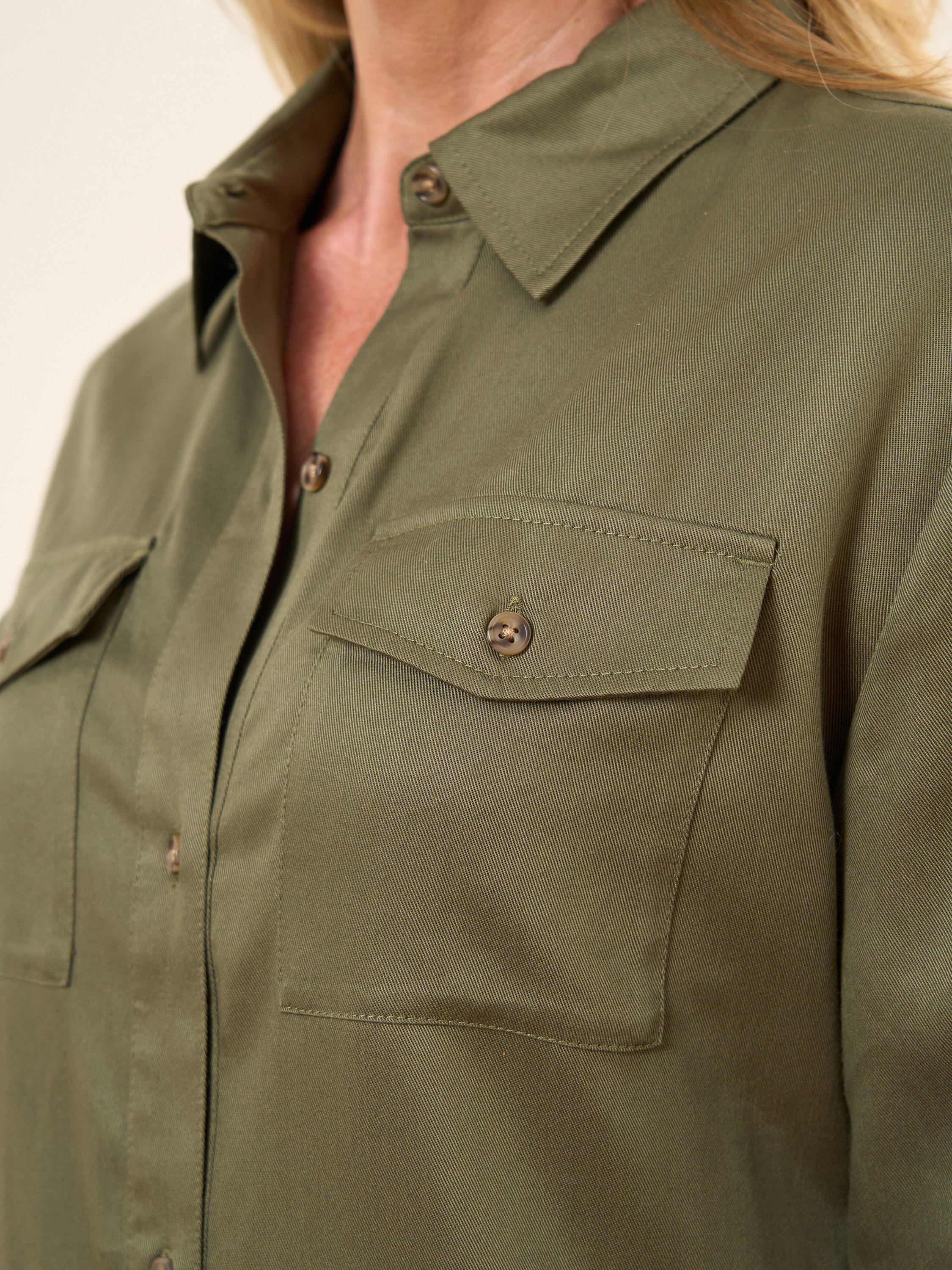 Product image 4 of 5, which shows Truly Tencel Shirt Dress, Khaki, S