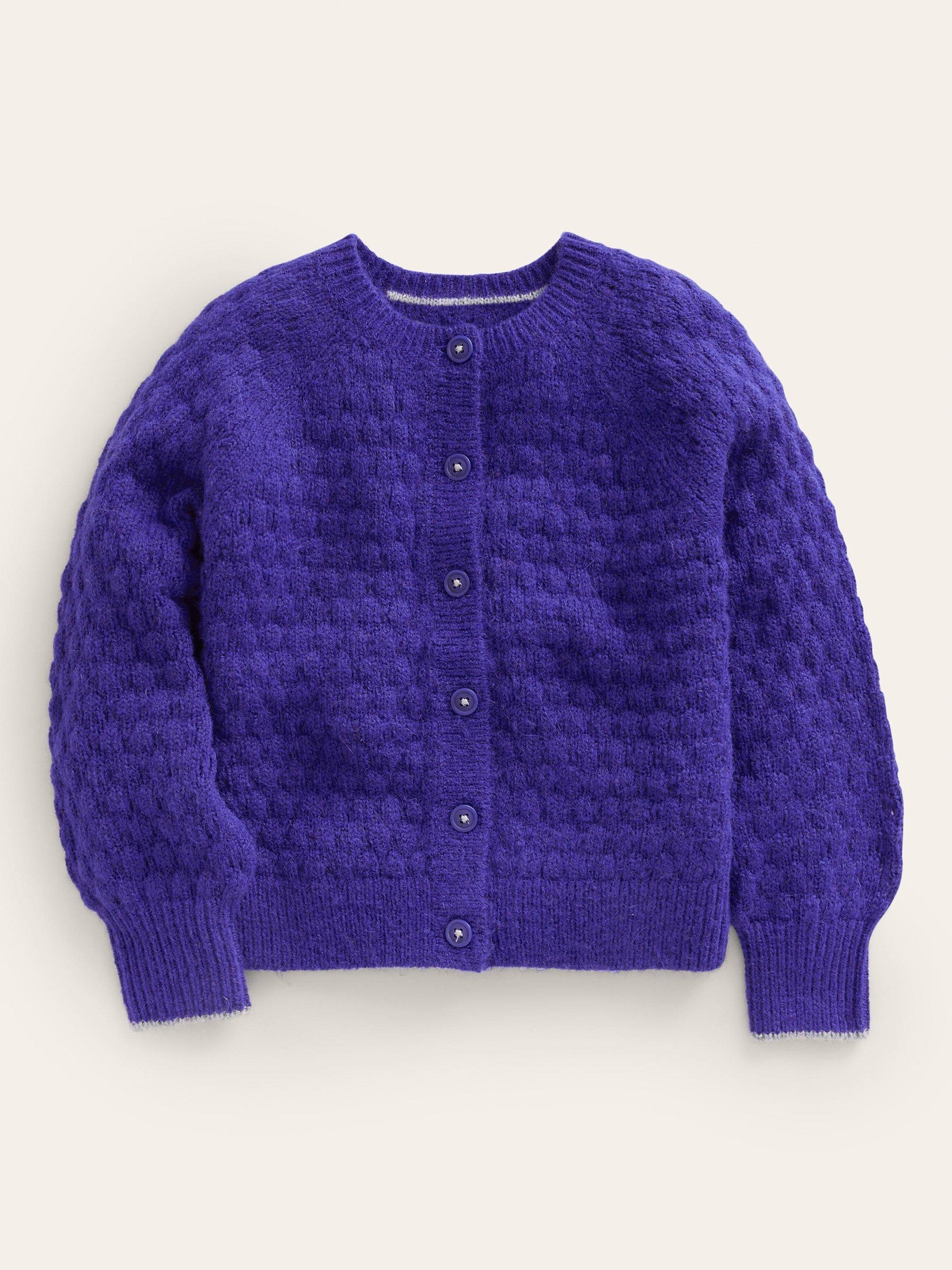 Mini Boden Kids' Bobble Stitch Cardigan, Bluing Blue