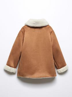 Mango Baby Marion Faux Shearling Lined Coat, Medium Brown - view 2, Medium Brown