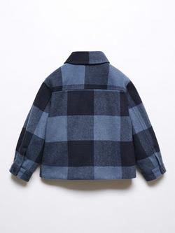 Mango Baby Marc Wool Blend Check Shacket, Navy - view 2, Navy