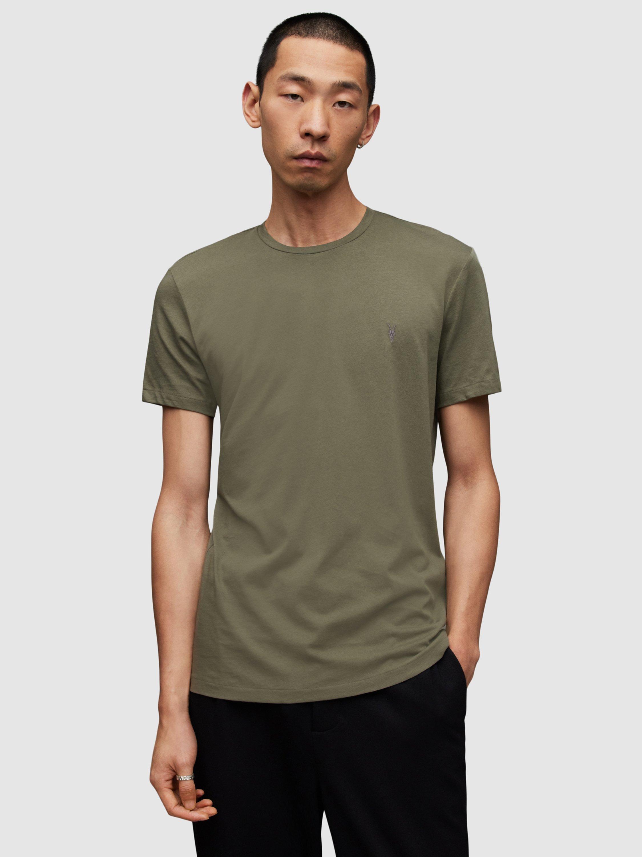 AllSaints Tonic Crew Neck T-Shirt, Pack of 3, Ecru/Grey/Grey