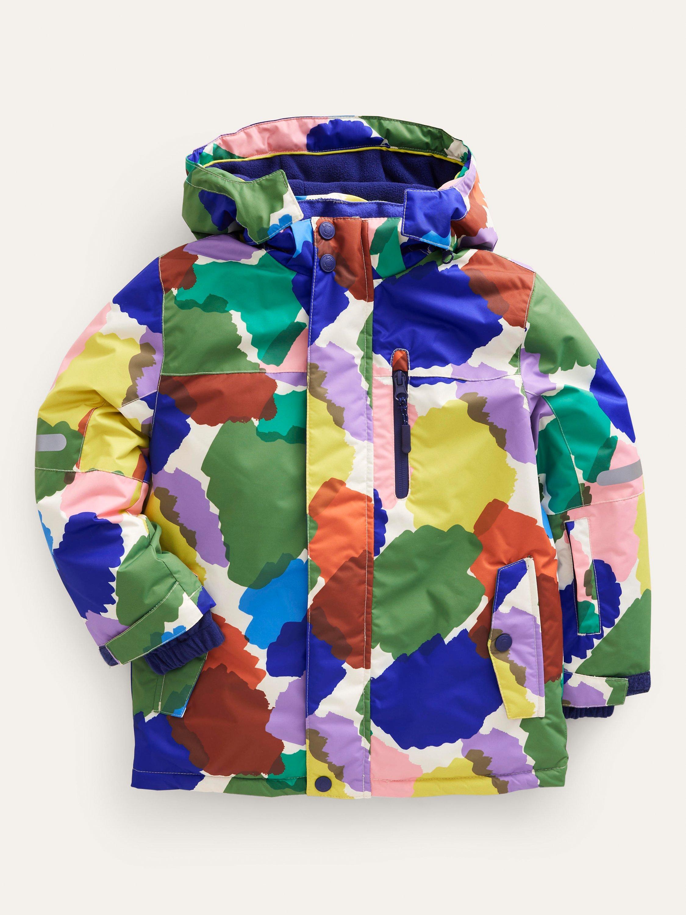 Mini Boden Kids' Painterly Patch All Weather Waterproof Jacket, Multi