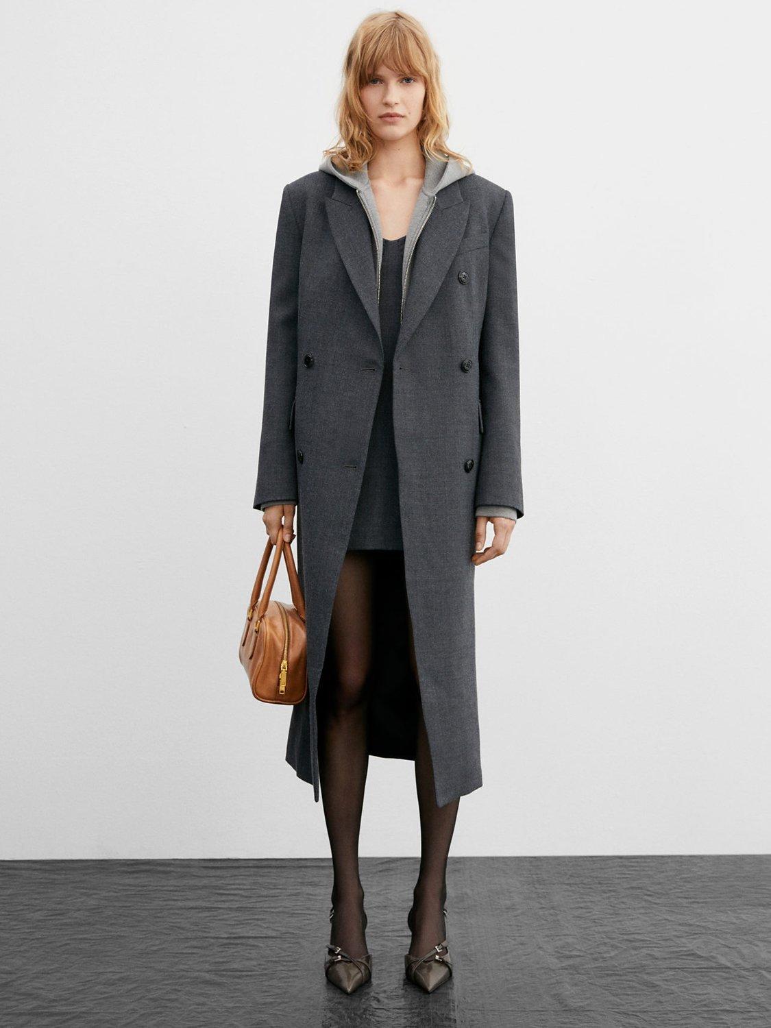 Mango Pildora Wool Blend Coat, Grey