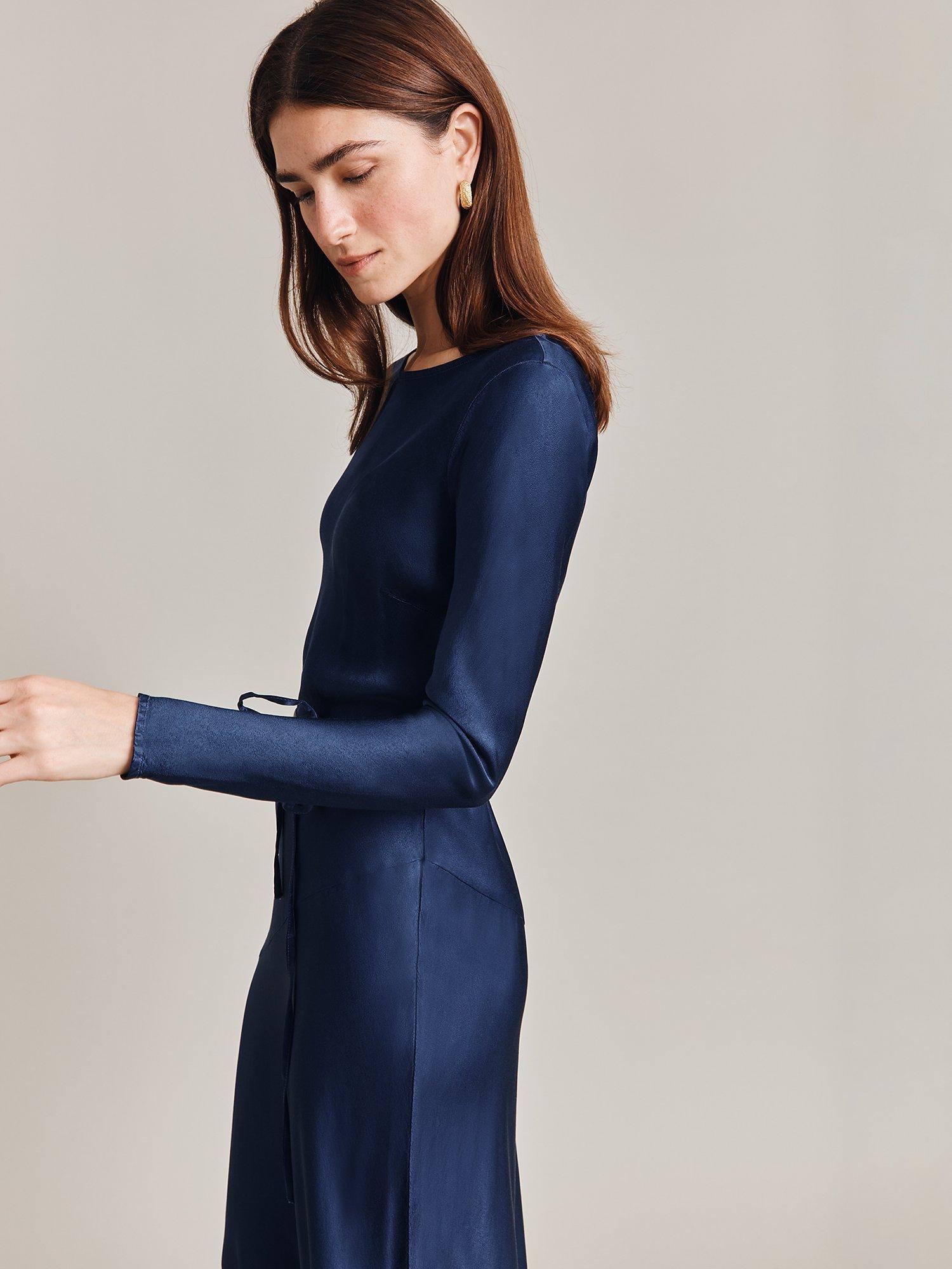 Ghost Victoria Ecovero Satin Dress Dark Midnight