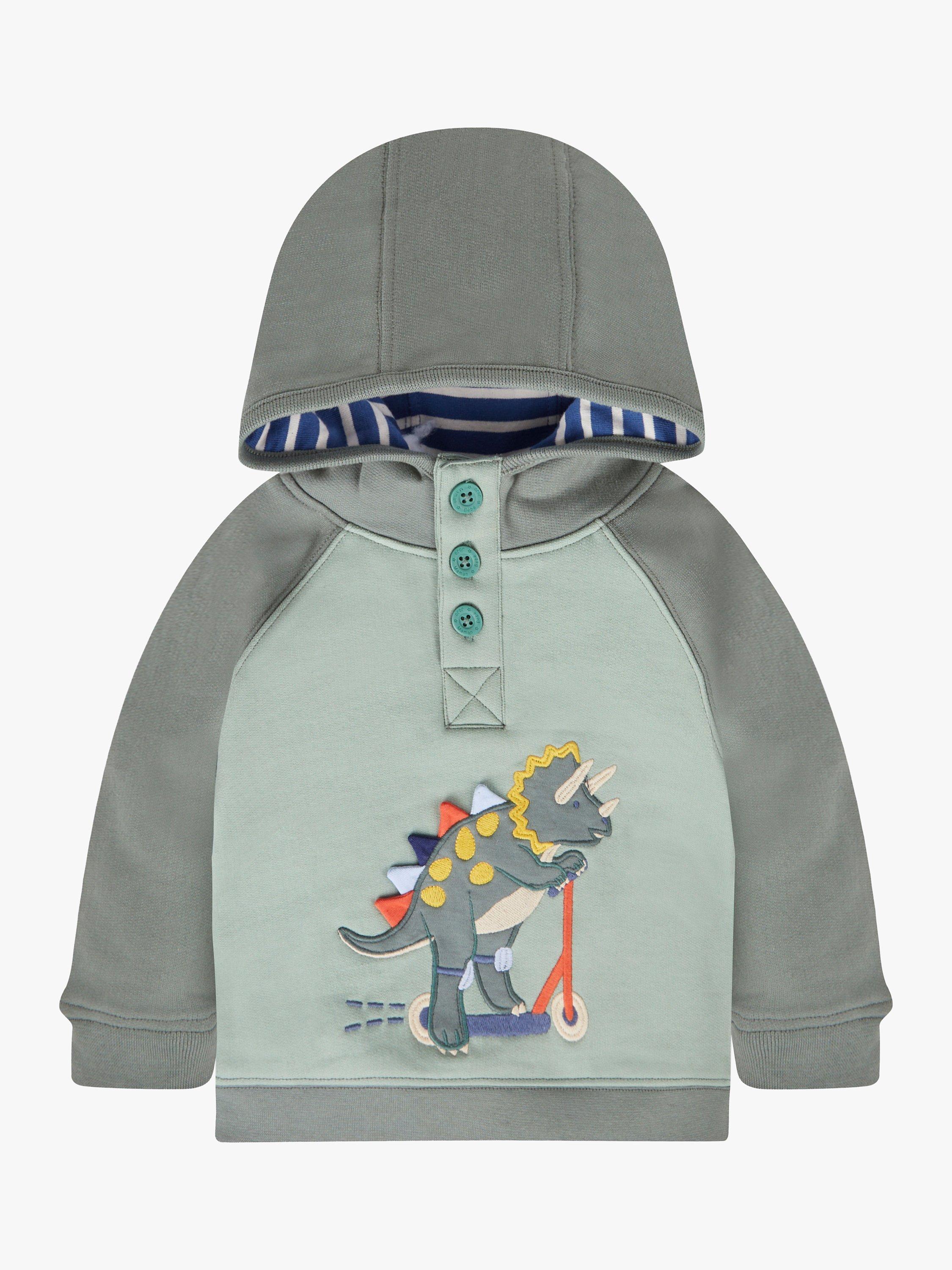 JoJo Maman Bébé Kids' Triceratops Hoodie, Khaki/Multi