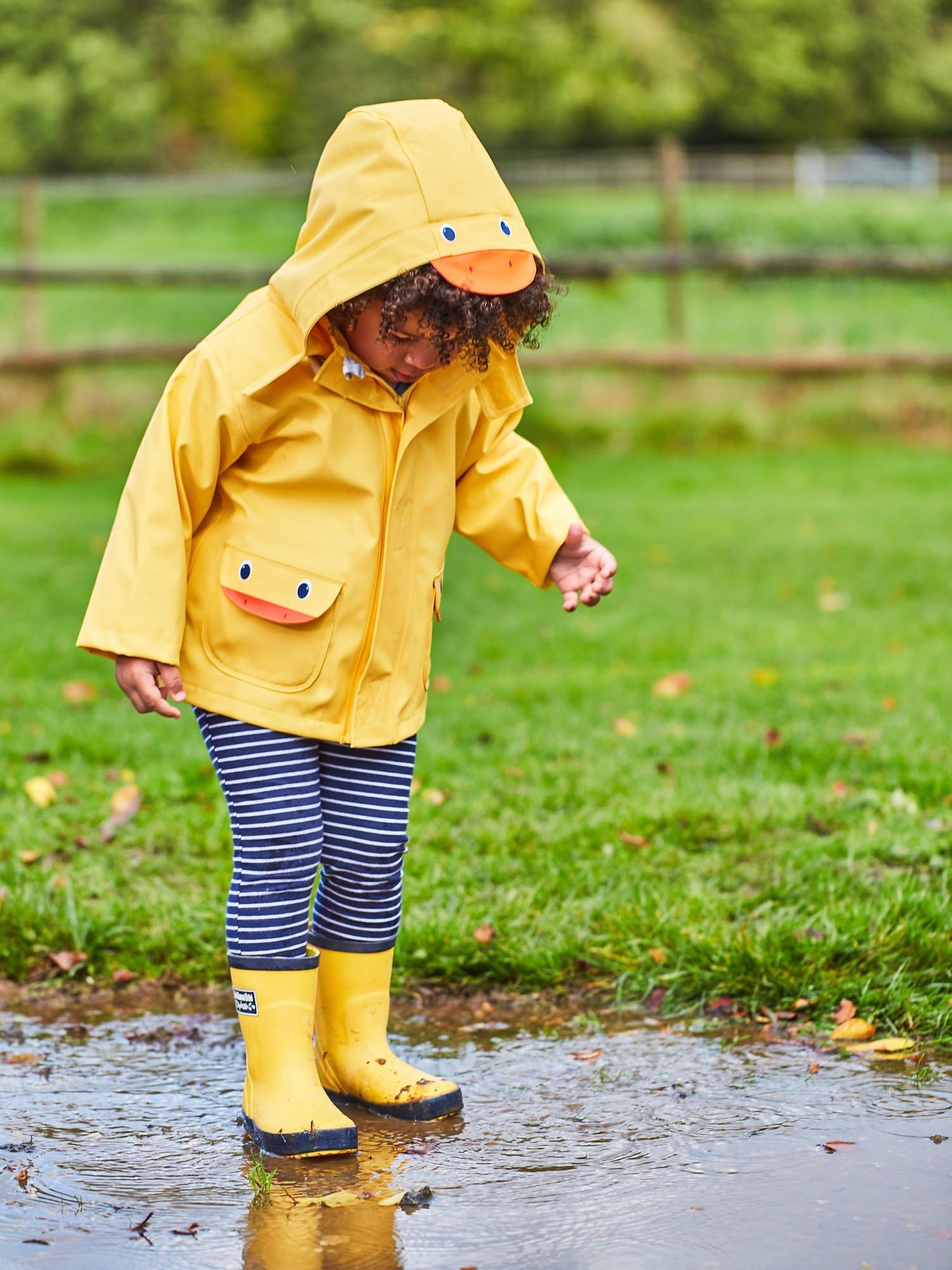 JoJo Maman Bebe Kids Duck Waterproof Hooded Jacket Mustard