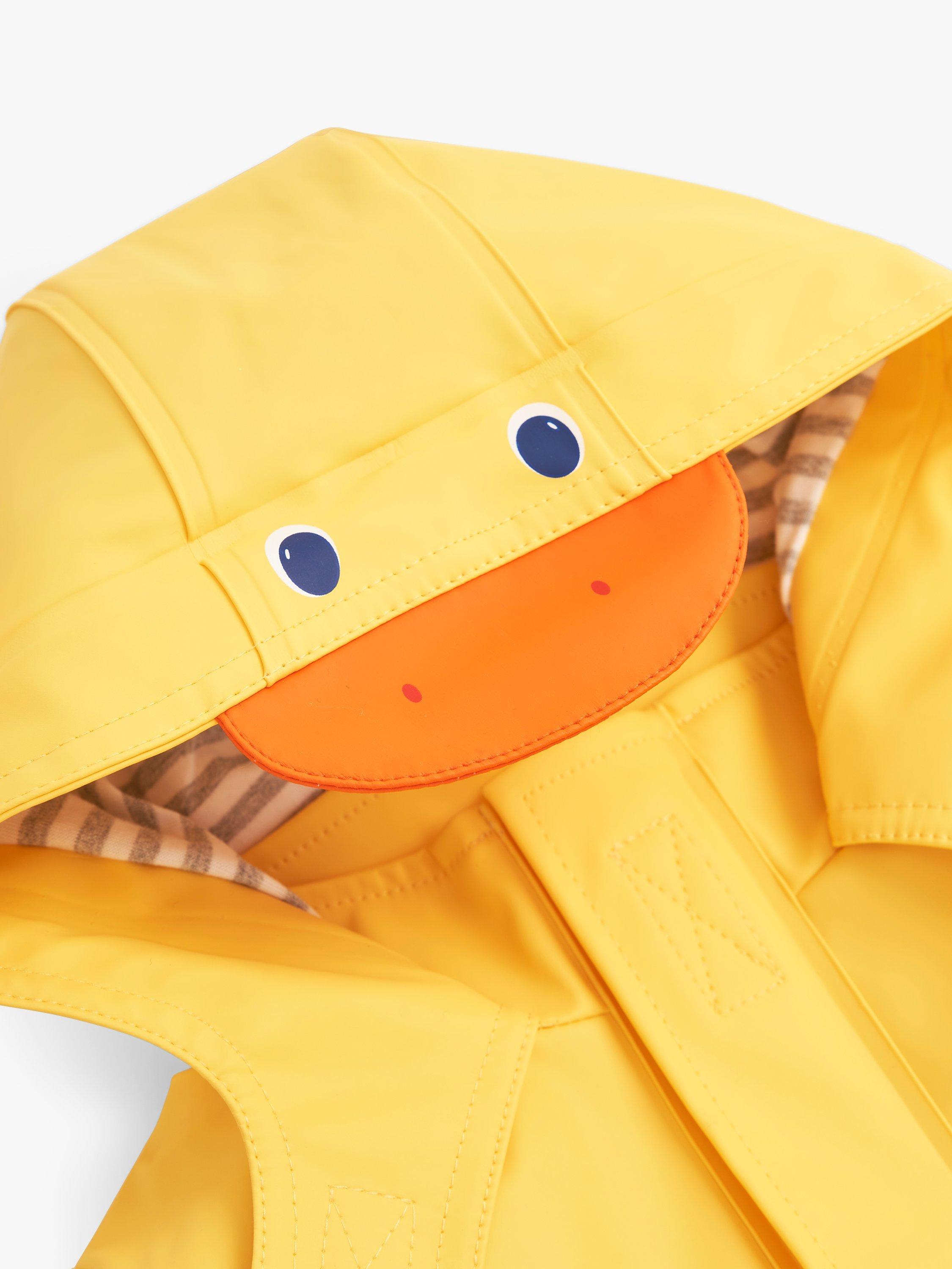 Product image 6 of 7, which shows JoJo Maman Bébé Kids' Duck Waterproof Hooded Jacket, Mustard, 4-5 years