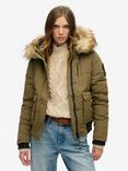 Superdry Hooded Everest Puffer Bomber Jacket, Military Olive