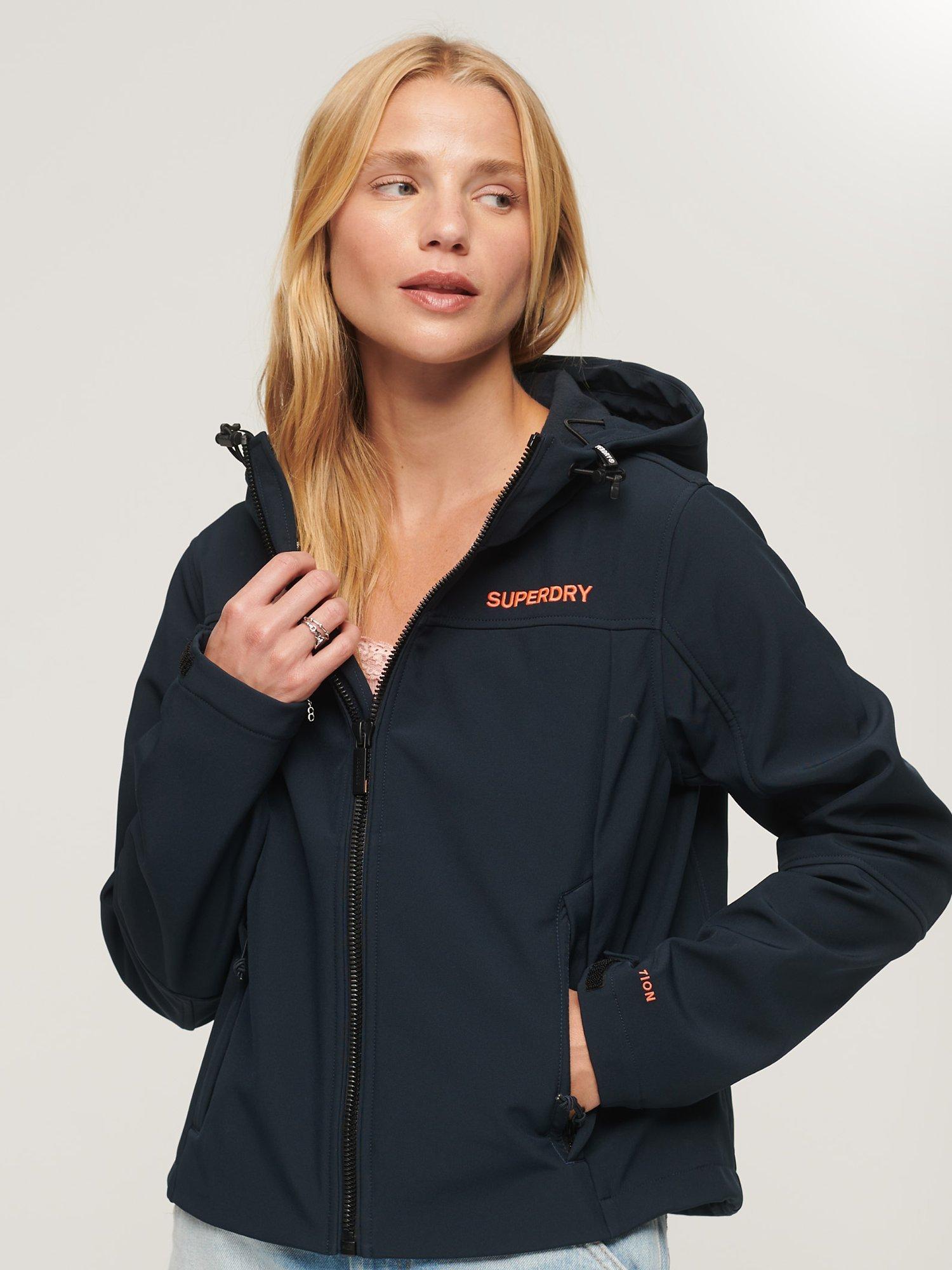 Superdry CODE Trekker Hooded Softshell Jacket, Eclipse Navy/Coral, 6