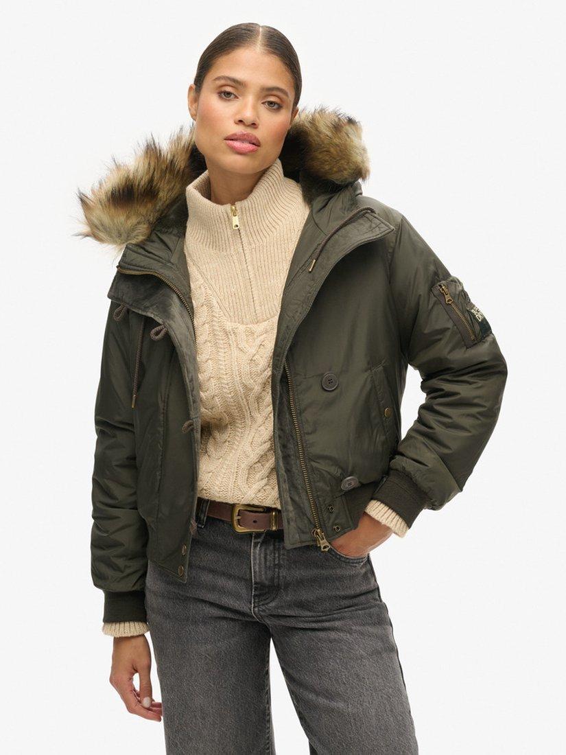 Superdry Hooded Military MA1 Bomber Jacket, Deepest Khaki