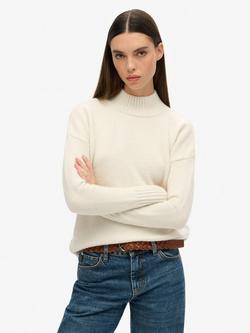 Superdry Essential Mock Neck Jumper, Ecru