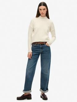 Superdry Essential Mock Neck Jumper - view 2, Ecru