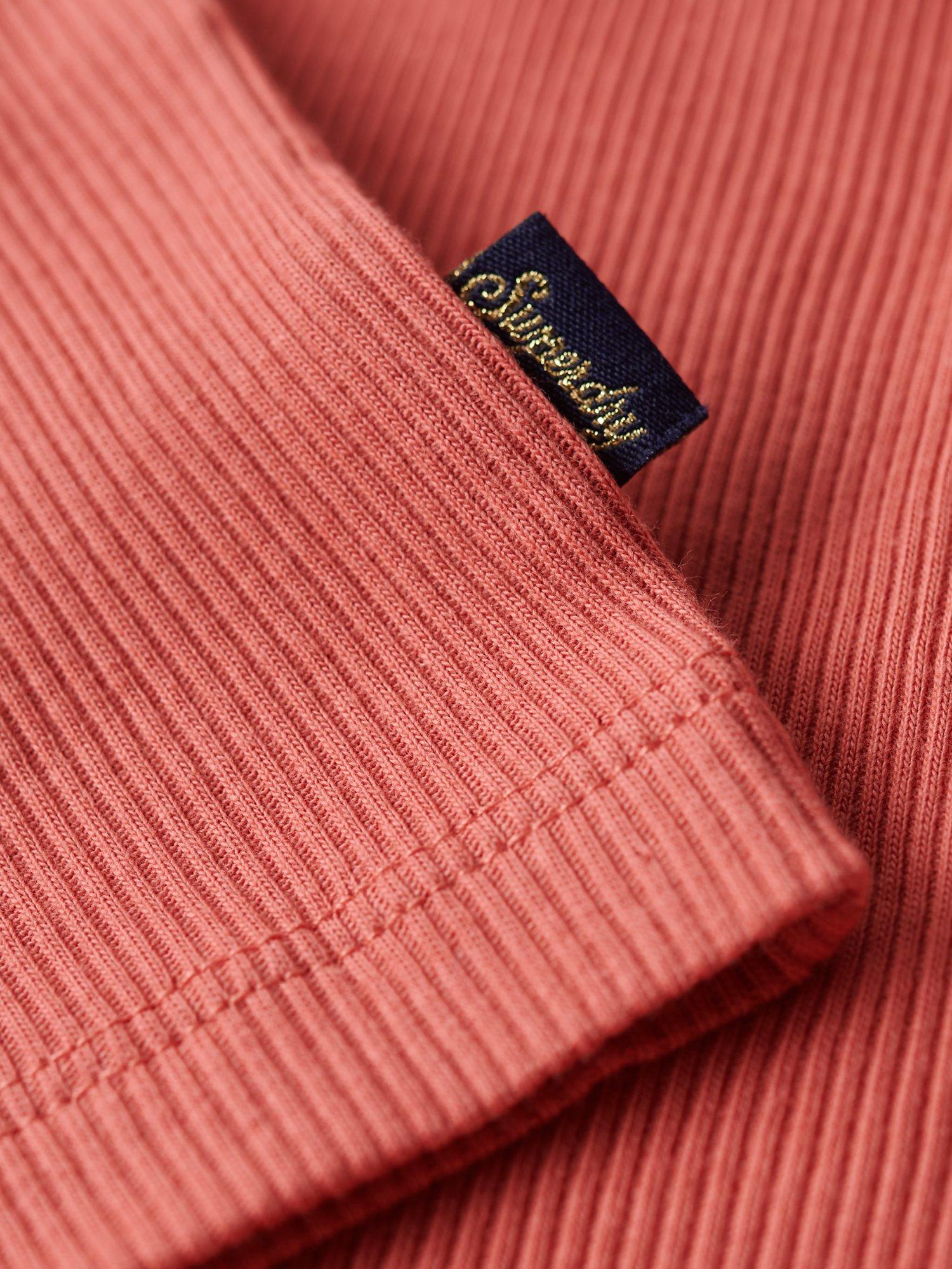 Product image 3 of 5, which shows Superdry Organic Cotton Vintage Lace Trim Vest Top, Coral Peach, M-L