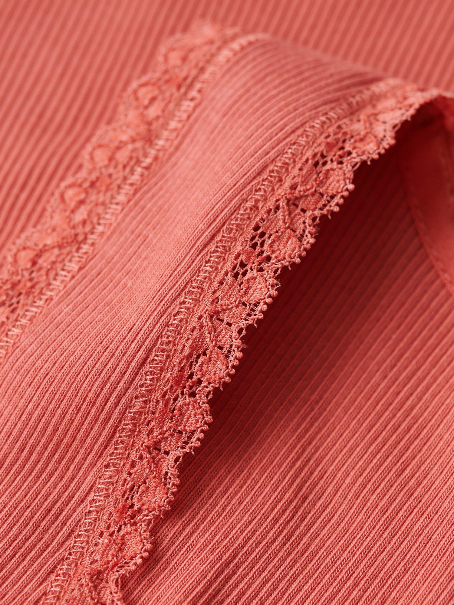 Product image 5 of 5, which shows Superdry Organic Cotton Vintage Lace Trim Vest Top, Coral Peach, M-L