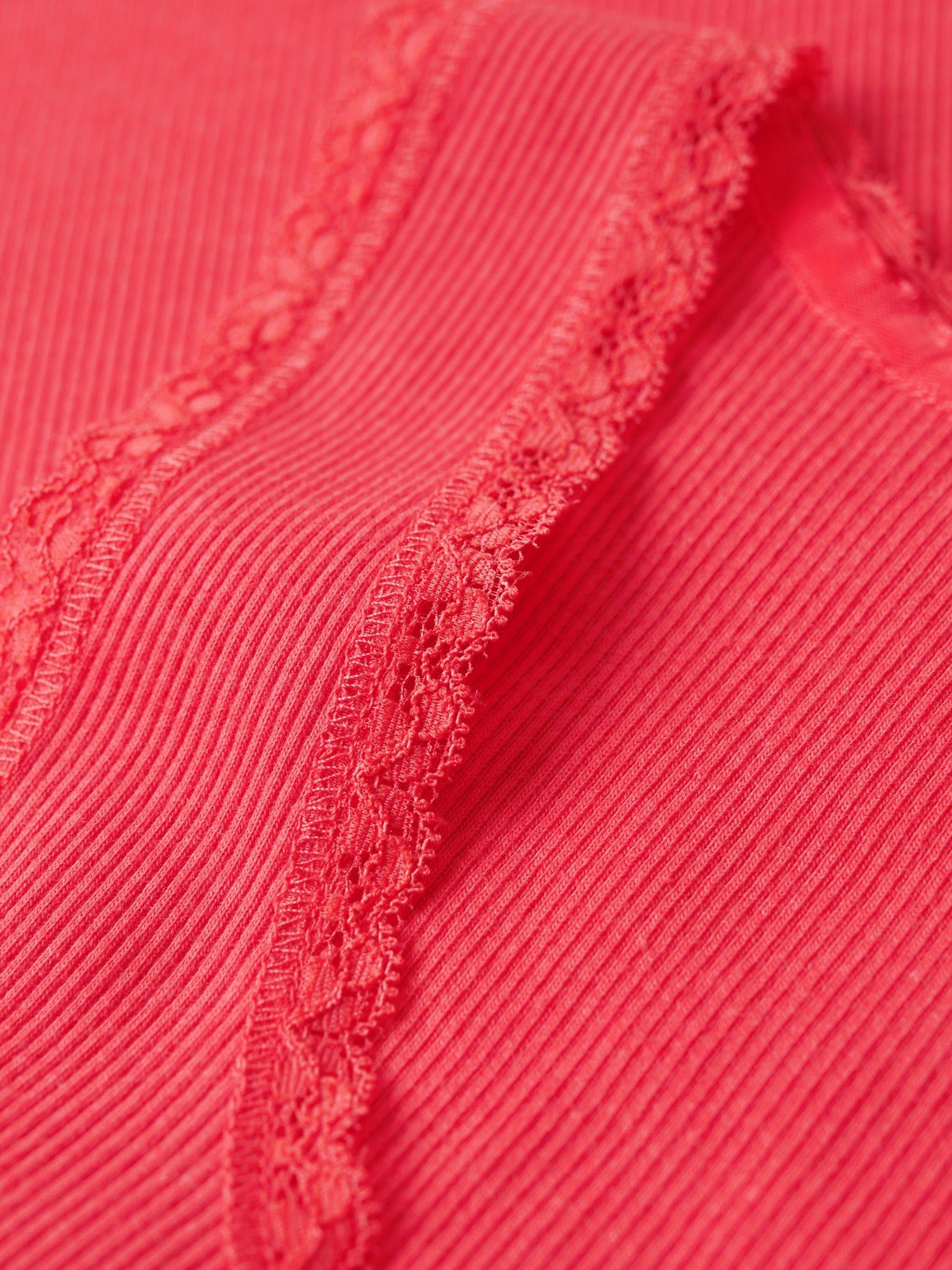 Superdry Organic Cotton Vintage Lace Trim Vest Top, Summer Coral Marl, XS-S