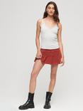 Superdry Organic Cotton Essential Rib Lace Cami, Light Iced Grey Marl