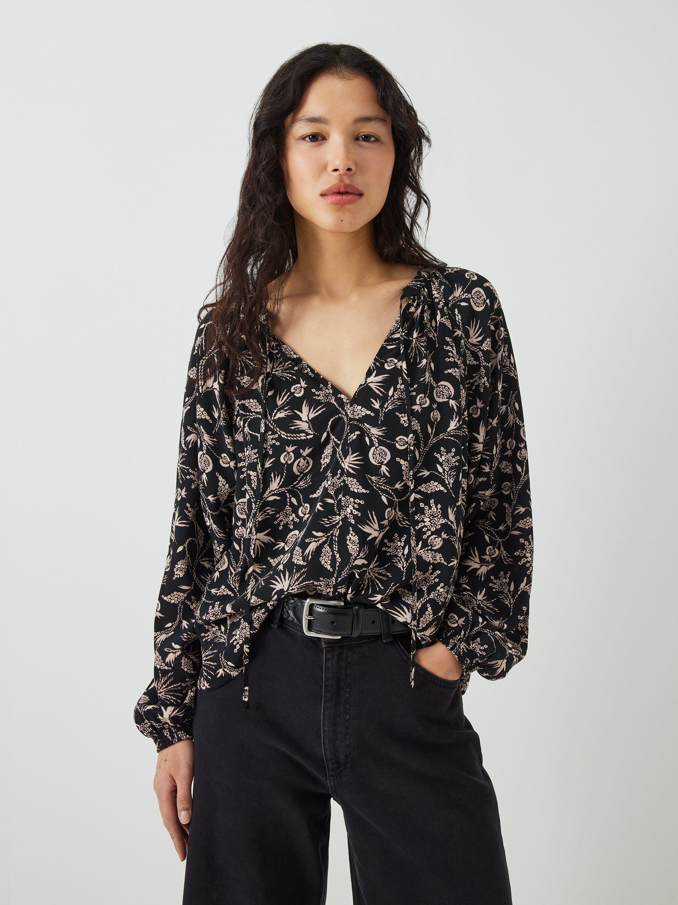 AND/OR Lucinda Floral Blouse, Black/Multi