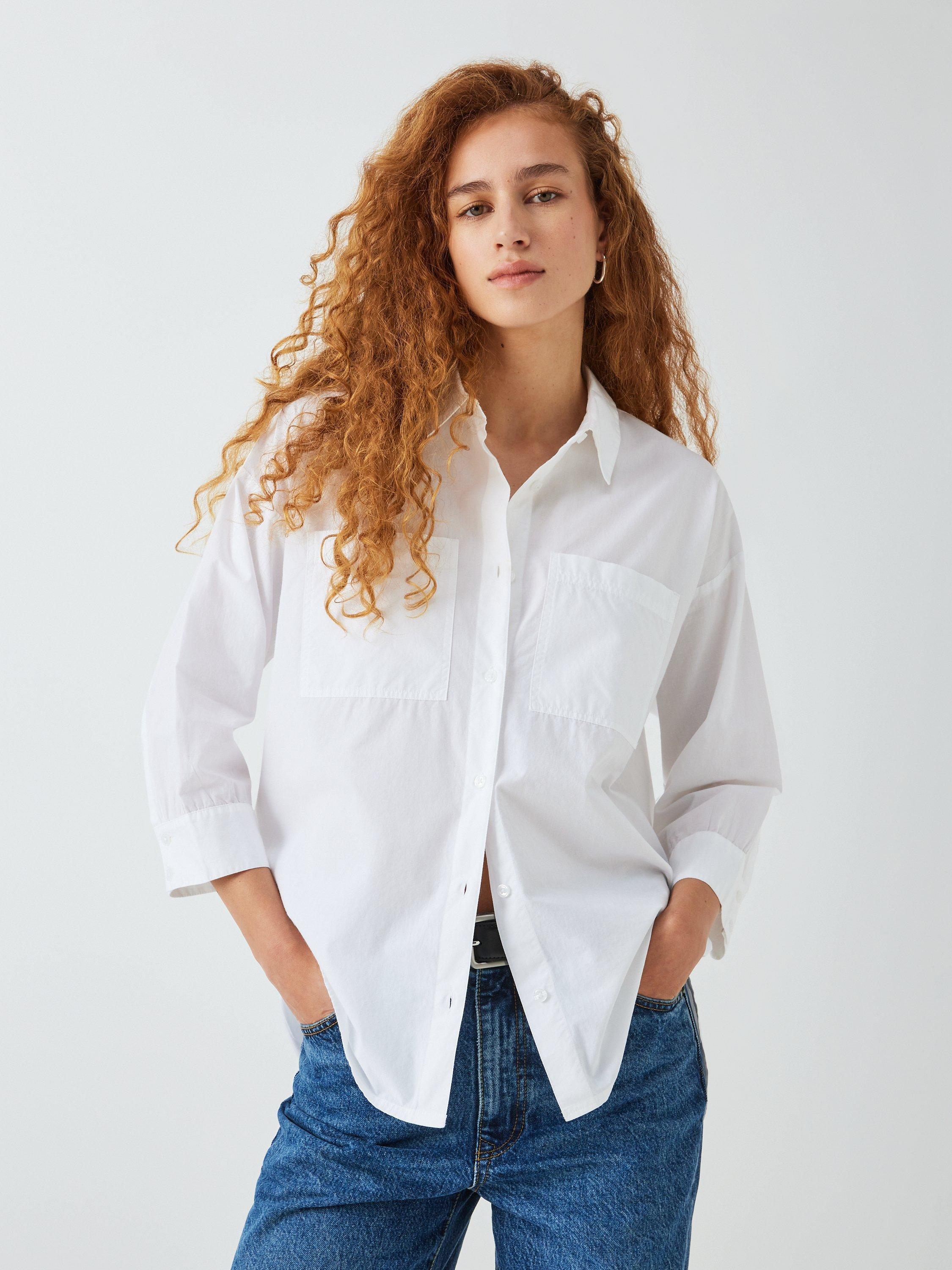 John Lewis ANYDAY Curved Hem Shirt, White
