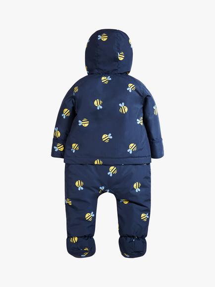Frugi Baby 2 in 1 Bee Rambler Pram Suit to Coat, Navy/Multi - view 2, Navy/Multi