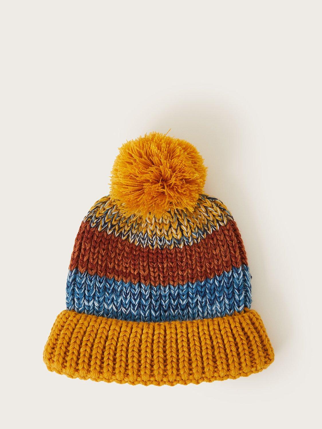 Monsoon Kids' Troy Stripe Pom Pom Hat, Multi