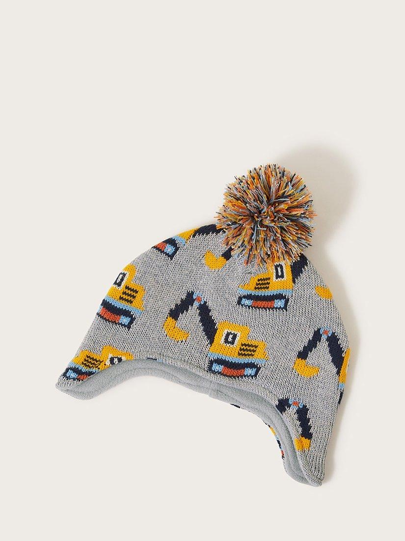 Monsoon Kids' Digger Pom Pom Hat, Grey