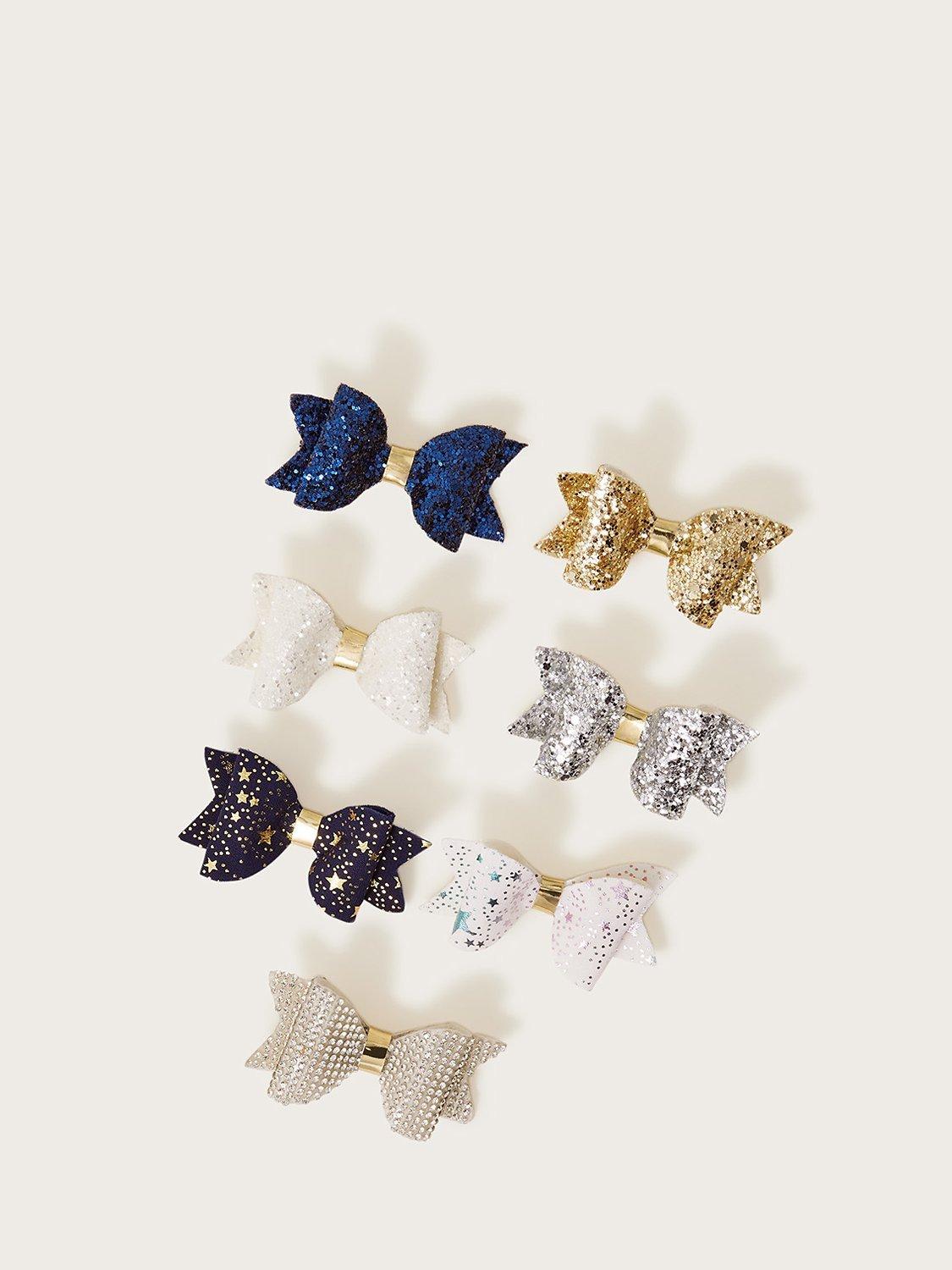 Monsoon Kids' Superstar Sparkle Bow Hair Clips, Pack of 7, Multi