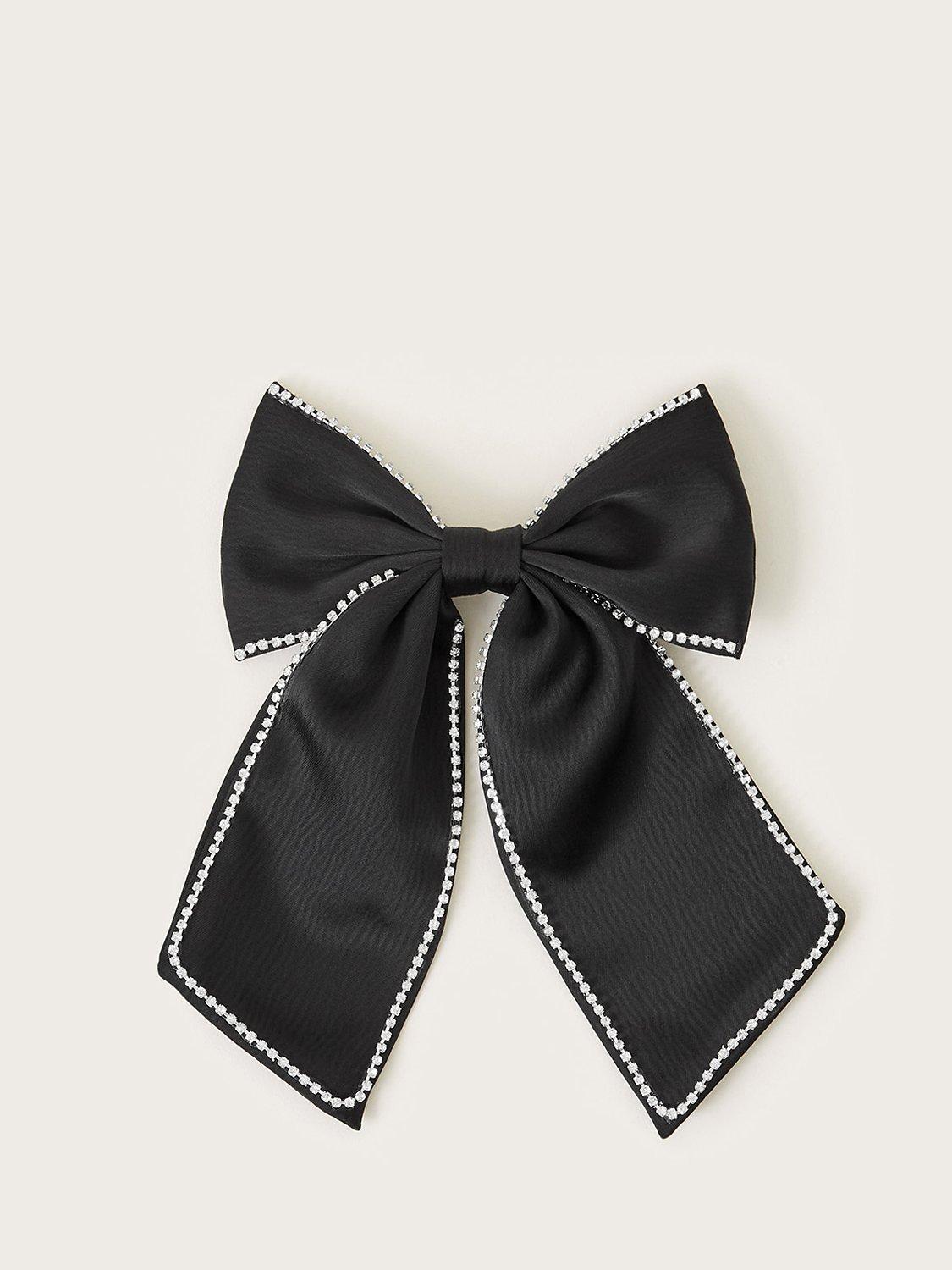 Product image 1 of 2, which shows Monsoon Kids' Land Of Wonder Diamante Trim Bow Hair Clip, Black, One Size
