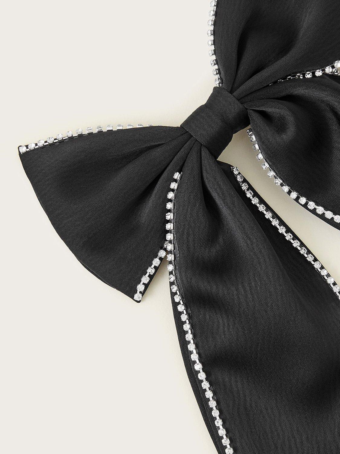 Product image 2 of 2, which shows Monsoon Kids' Land Of Wonder Diamante Trim Bow Hair Clip, Black, One Size