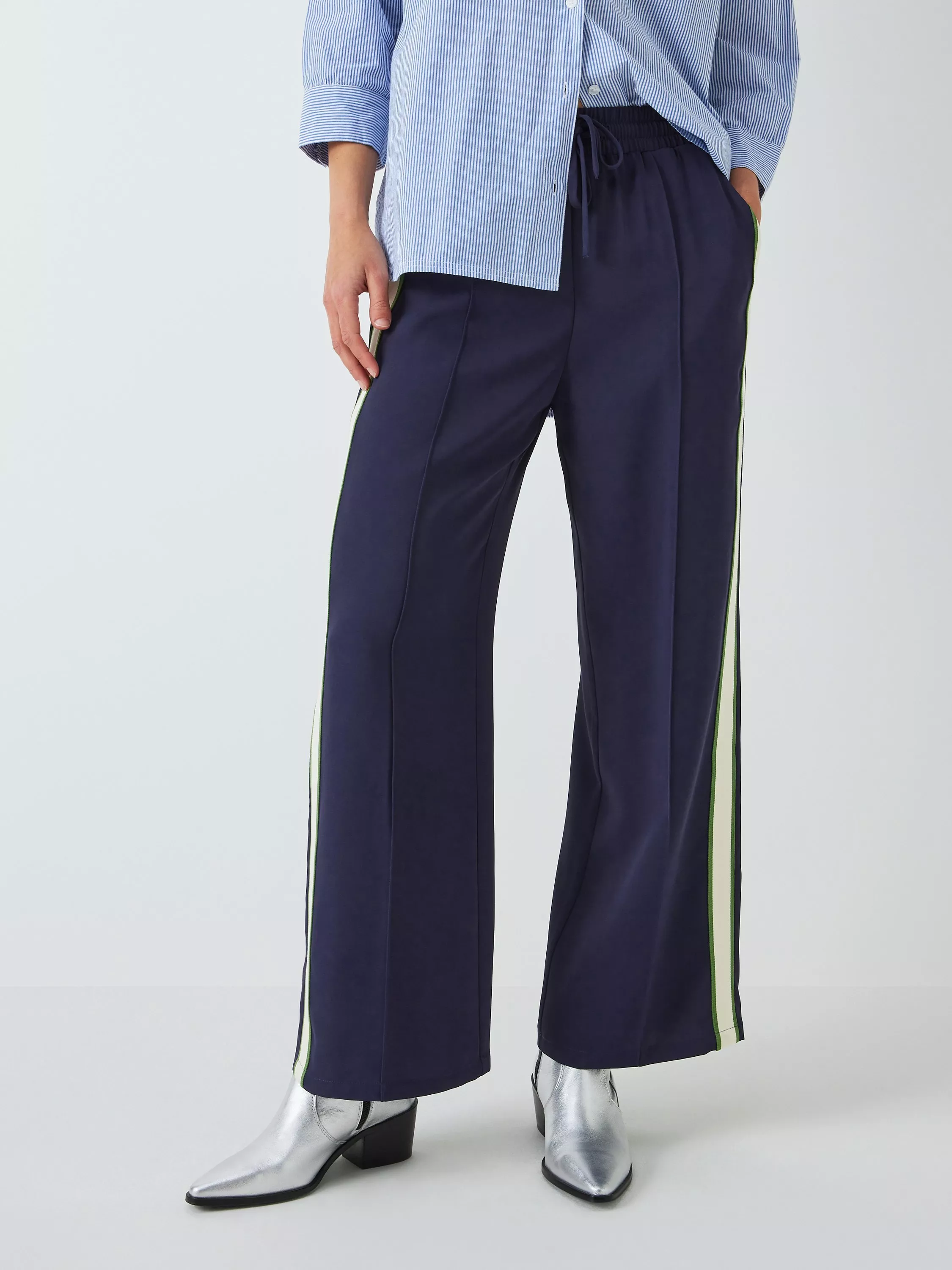 Striped navy pants deals