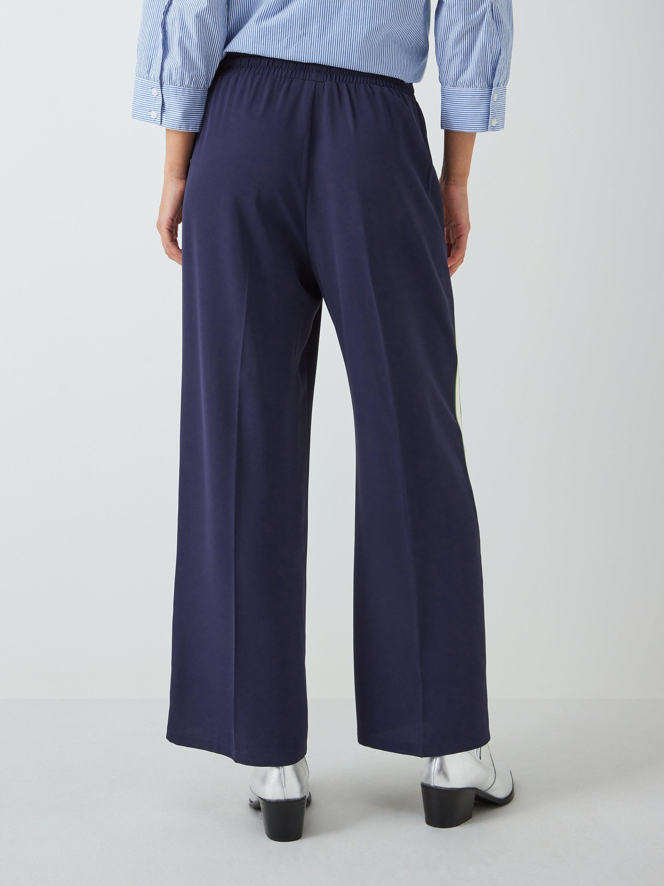 Product image 2 of 7, which shows John Lewis ANYDAY Side Stripe Wide Leg Trousers, Navy, 16