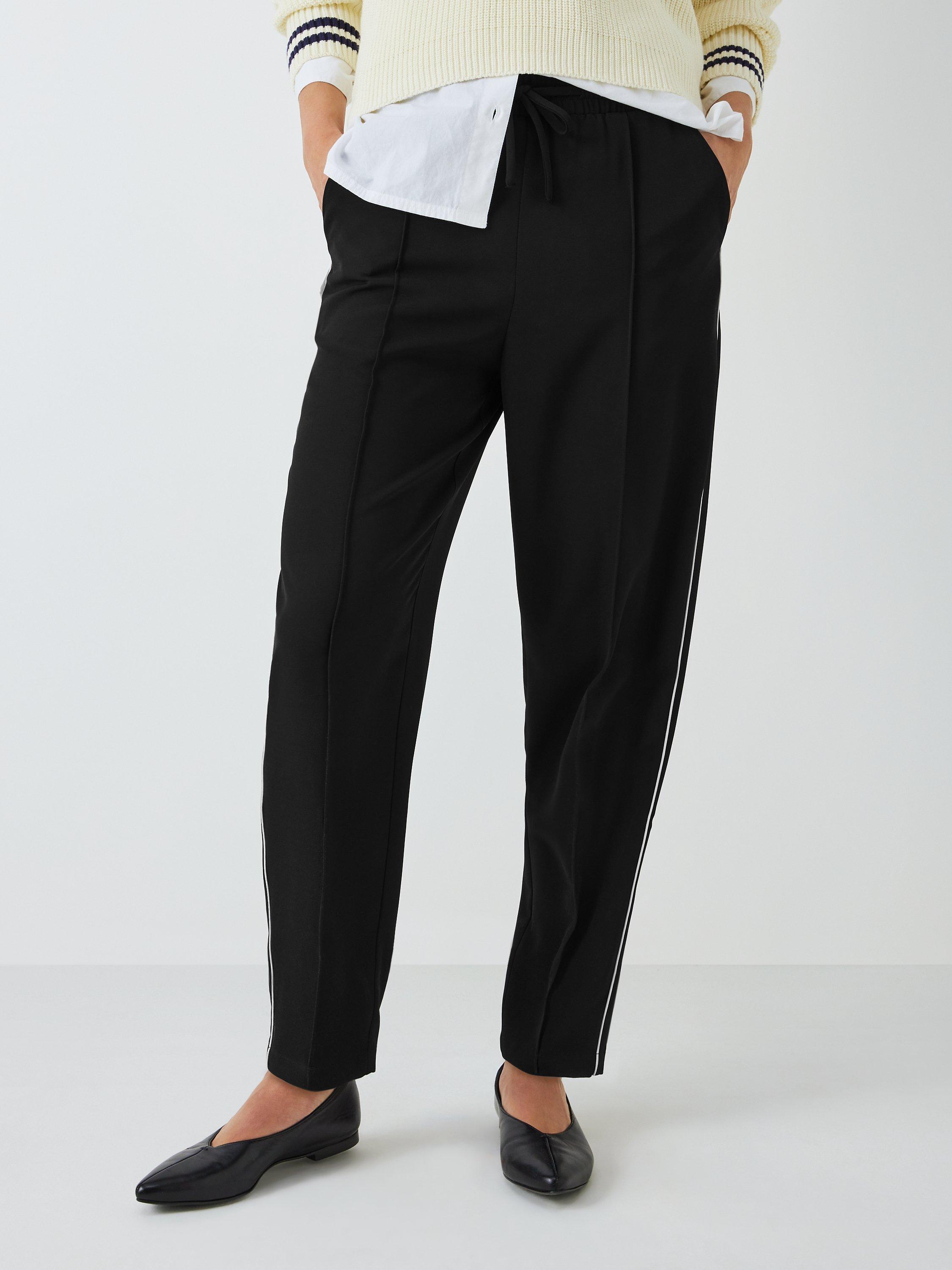 John Lewis ANYDAY Taper Stripe Trousers, Black