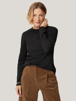 Jigsaw Supima Cotton Long Sleeve Top, Black