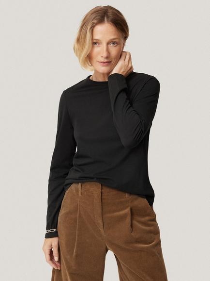 Jigsaw Supima Cotton Long Sleeve Top, Black