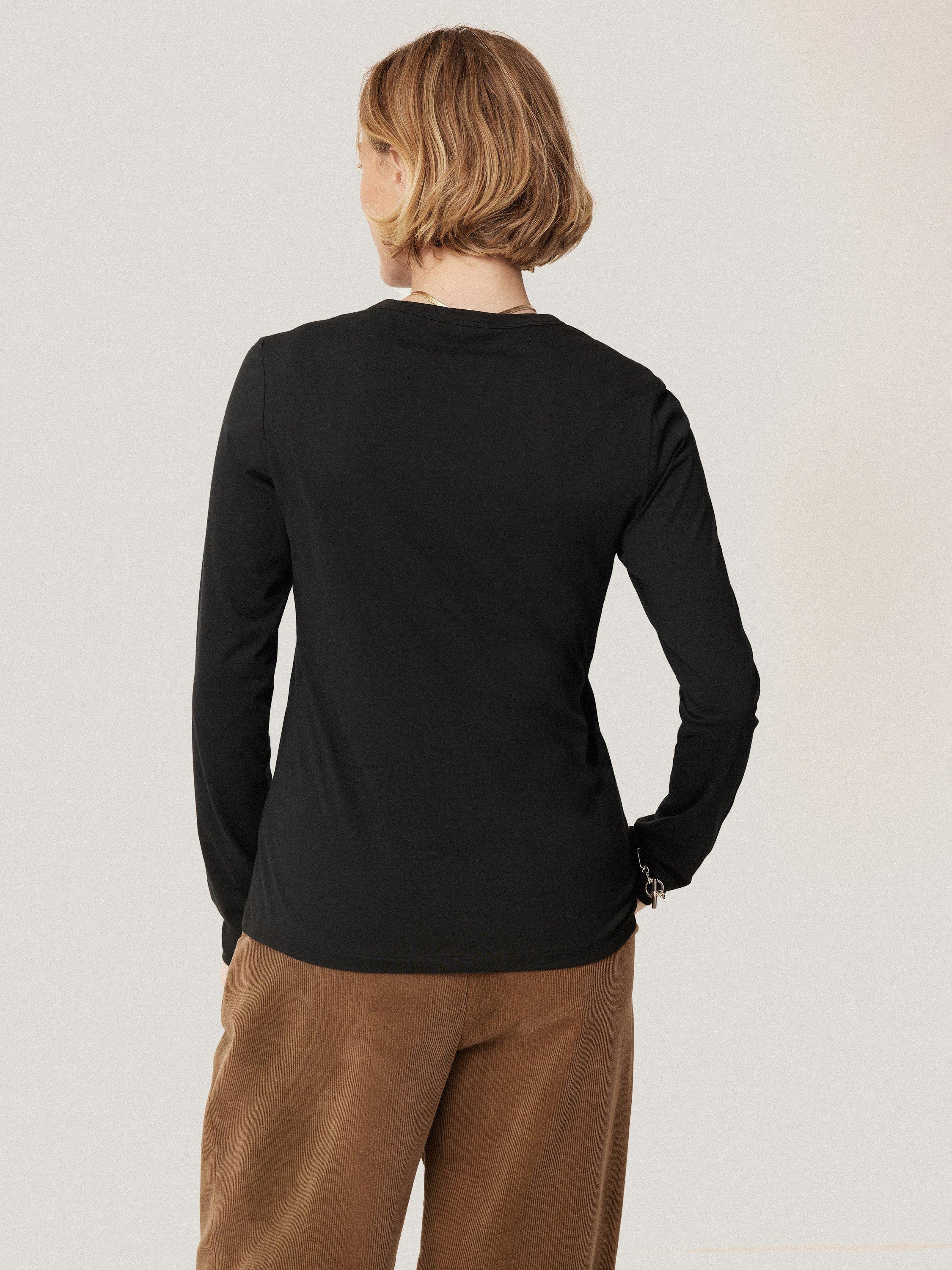 Product image 2 of 7, which shows Jigsaw Supima Cotton Long Sleeve Top, Black, XS