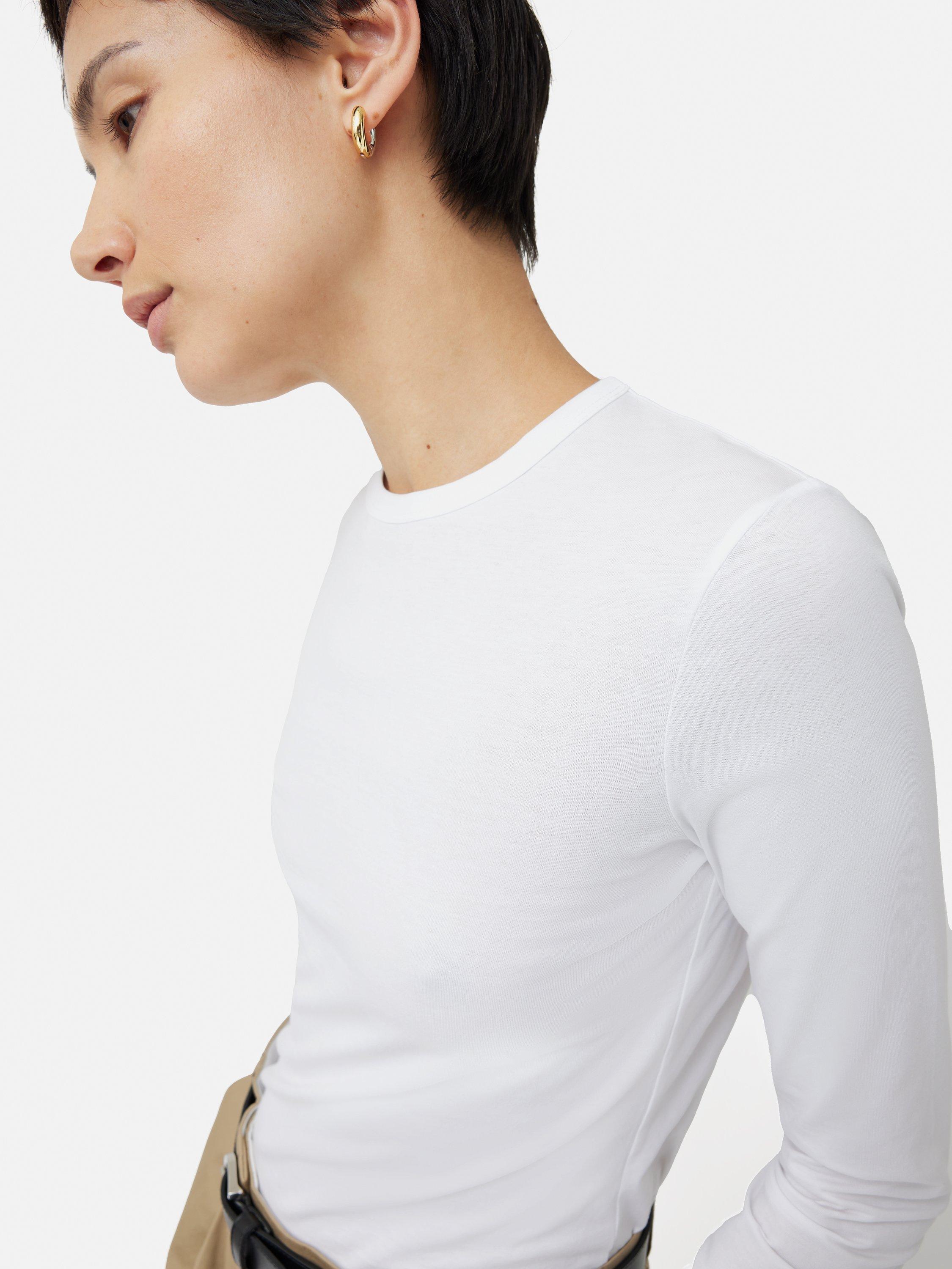 Product image 6 of 7, which shows Jigsaw Supima Cotton Long Sleeve Top, White, XS