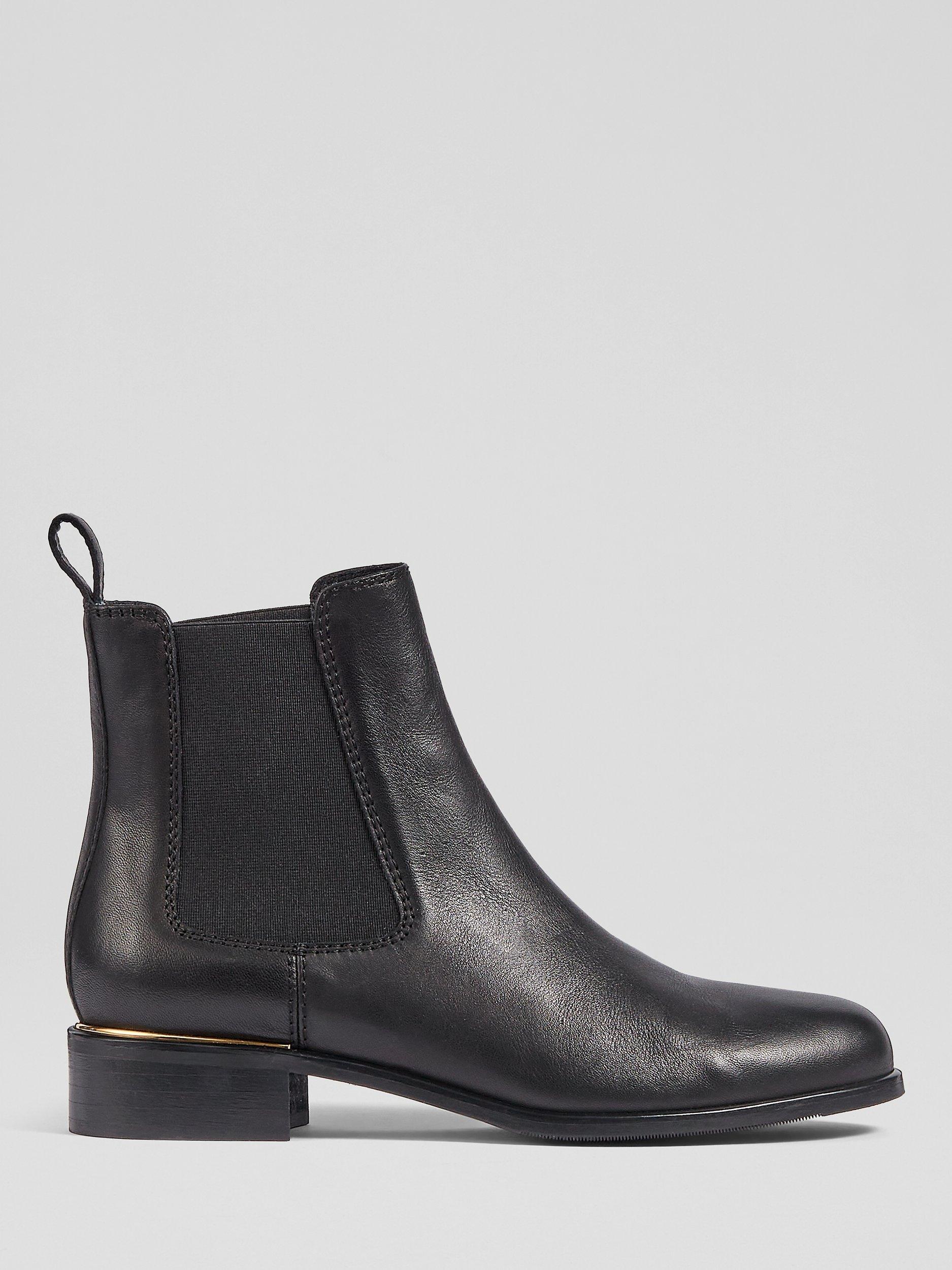L.K.Bennett Ezra Leather Ankle Boots, Black