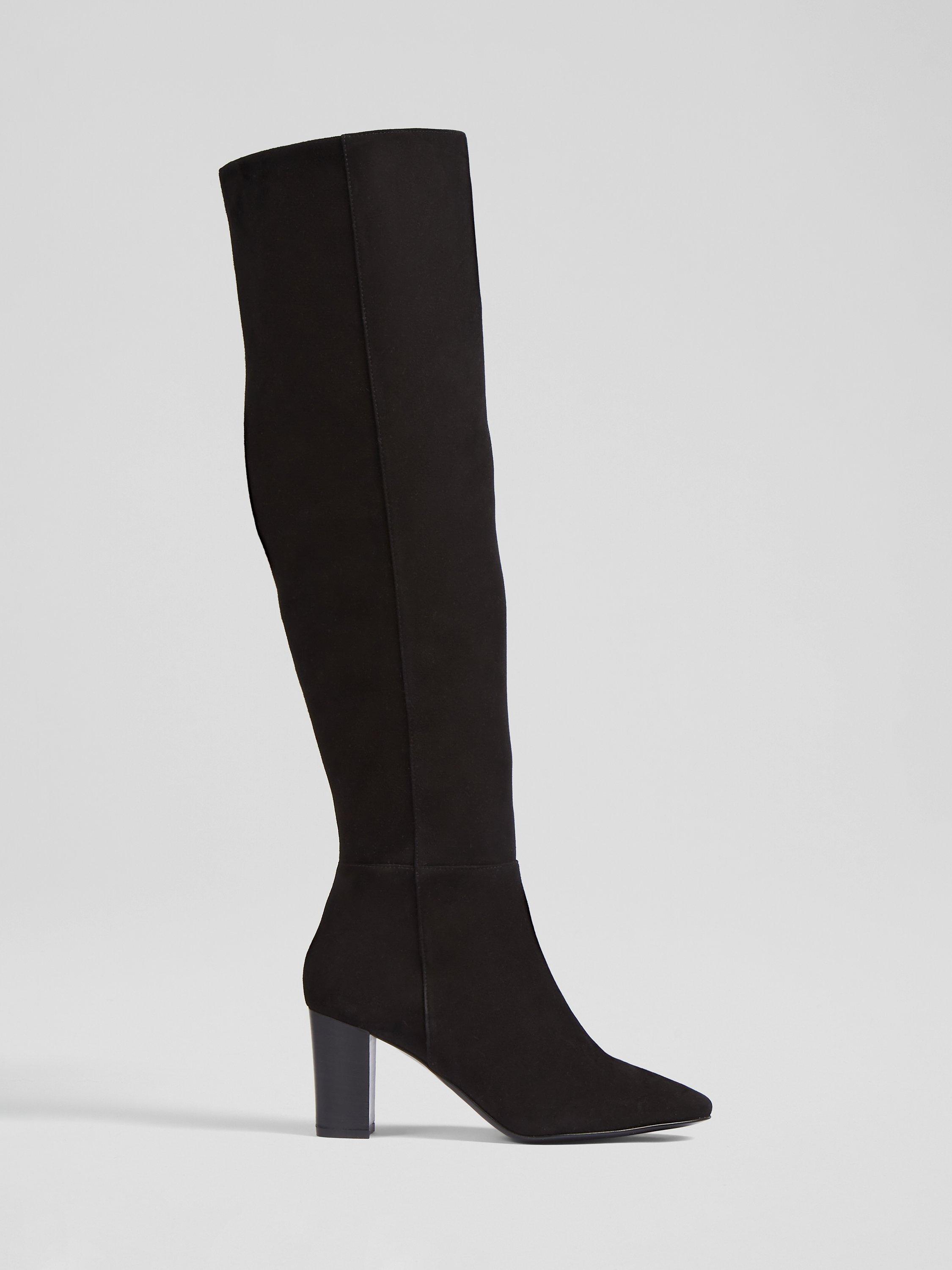 L.K.Bennett Courtney Suede Over Knee High Boots, Black