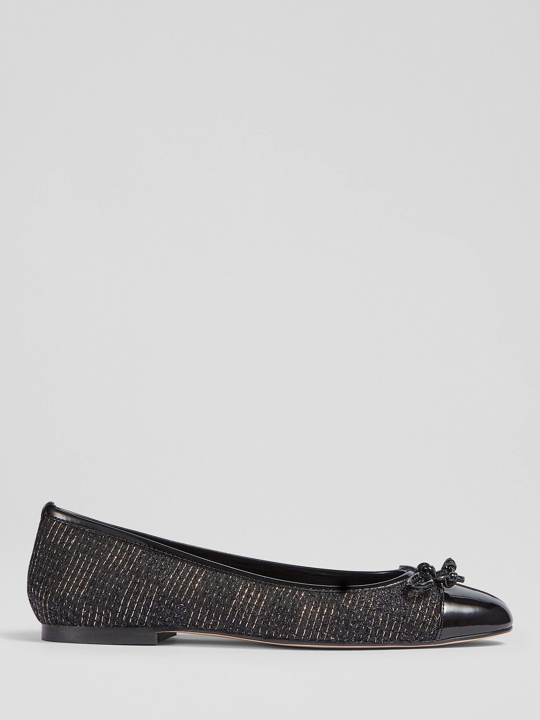 Product image 1 of 4, which shows L.K.Bennett Kara Tweed Ballet Pumps, Black, 5
