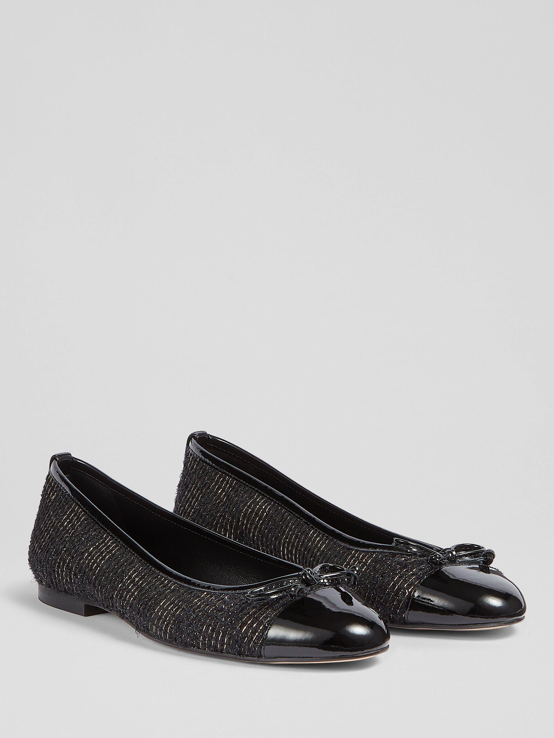 Product image 2 of 4, which shows L.K.Bennett Kara Tweed Ballet Pumps, Black, 5