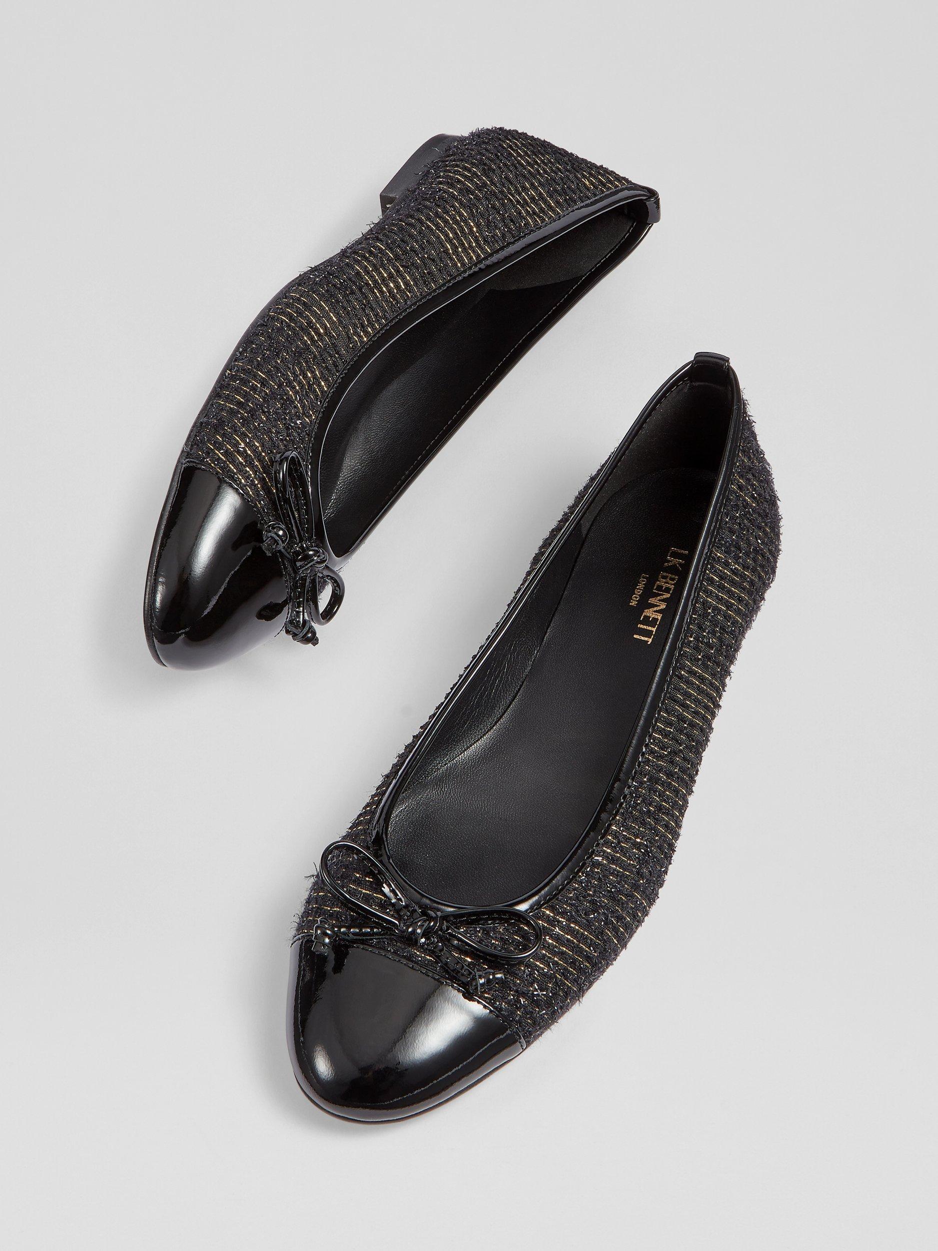 Product image 3 of 4, which shows L.K.Bennett Kara Tweed Ballet Pumps, Black, 5