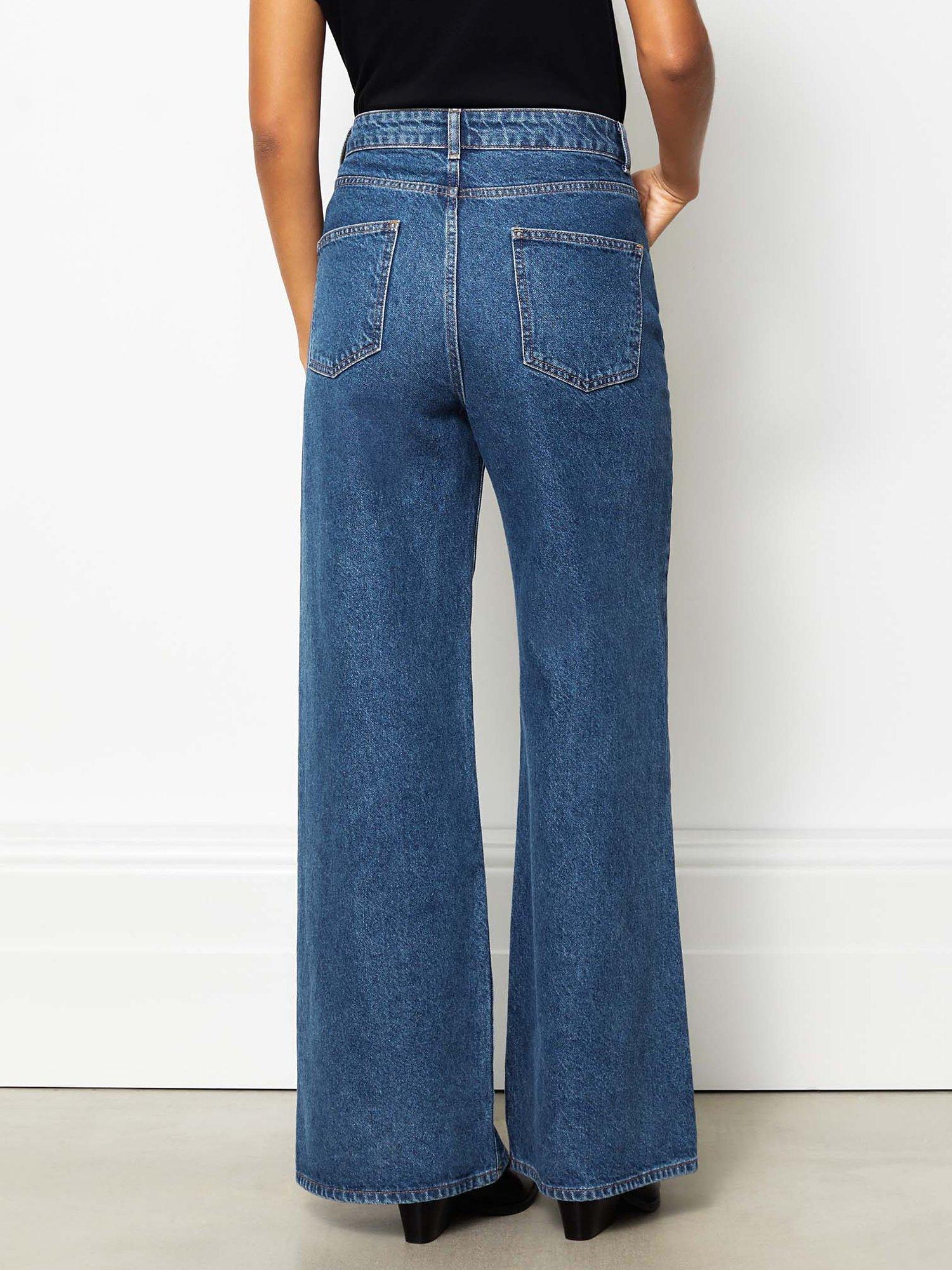 Product image 2 of 4, which shows Albaray Organic Cotton Wide Leg Jeans, Indigo, 10