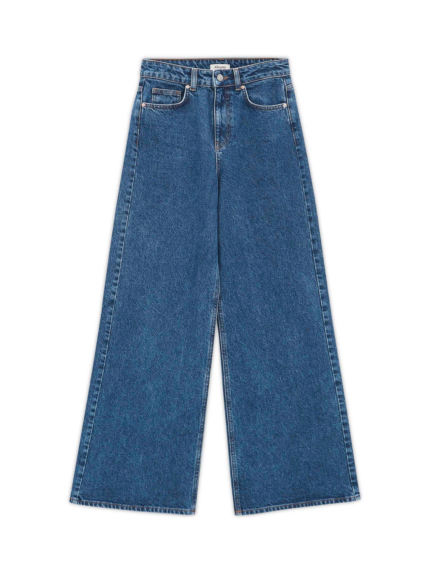 Product image 4 of 4, which shows Albaray Organic Cotton Wide Leg Jeans, Indigo, 10