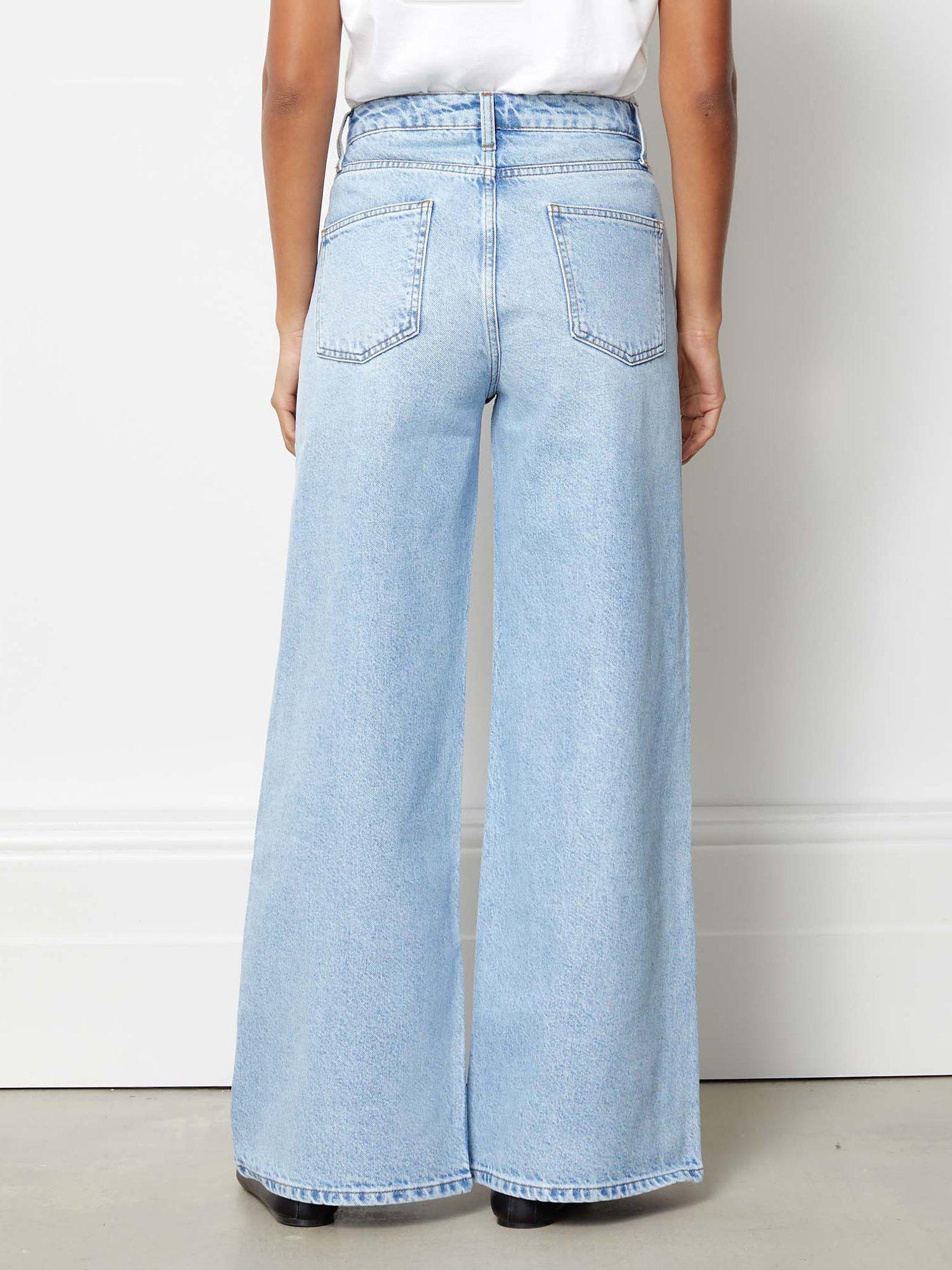 Product image 2 of 4, which shows Albaray Organic Cotton Wide Leg Jeans, Bleach, 10