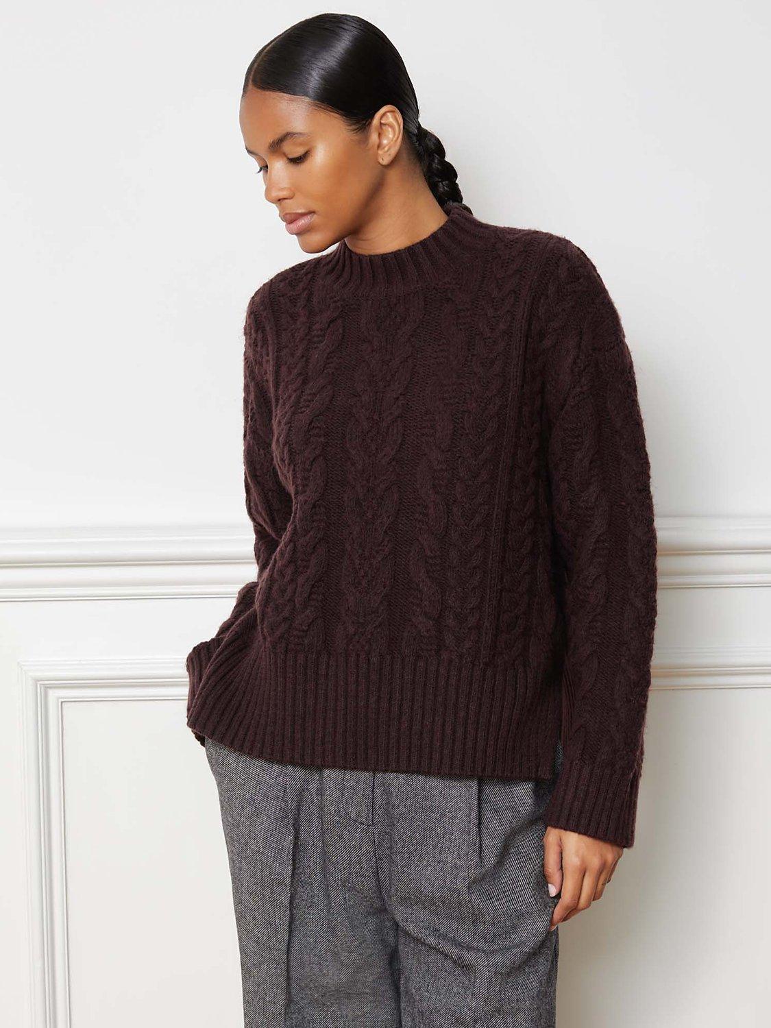 Albaray Cable Wool Blend Jumper, Burgundy
