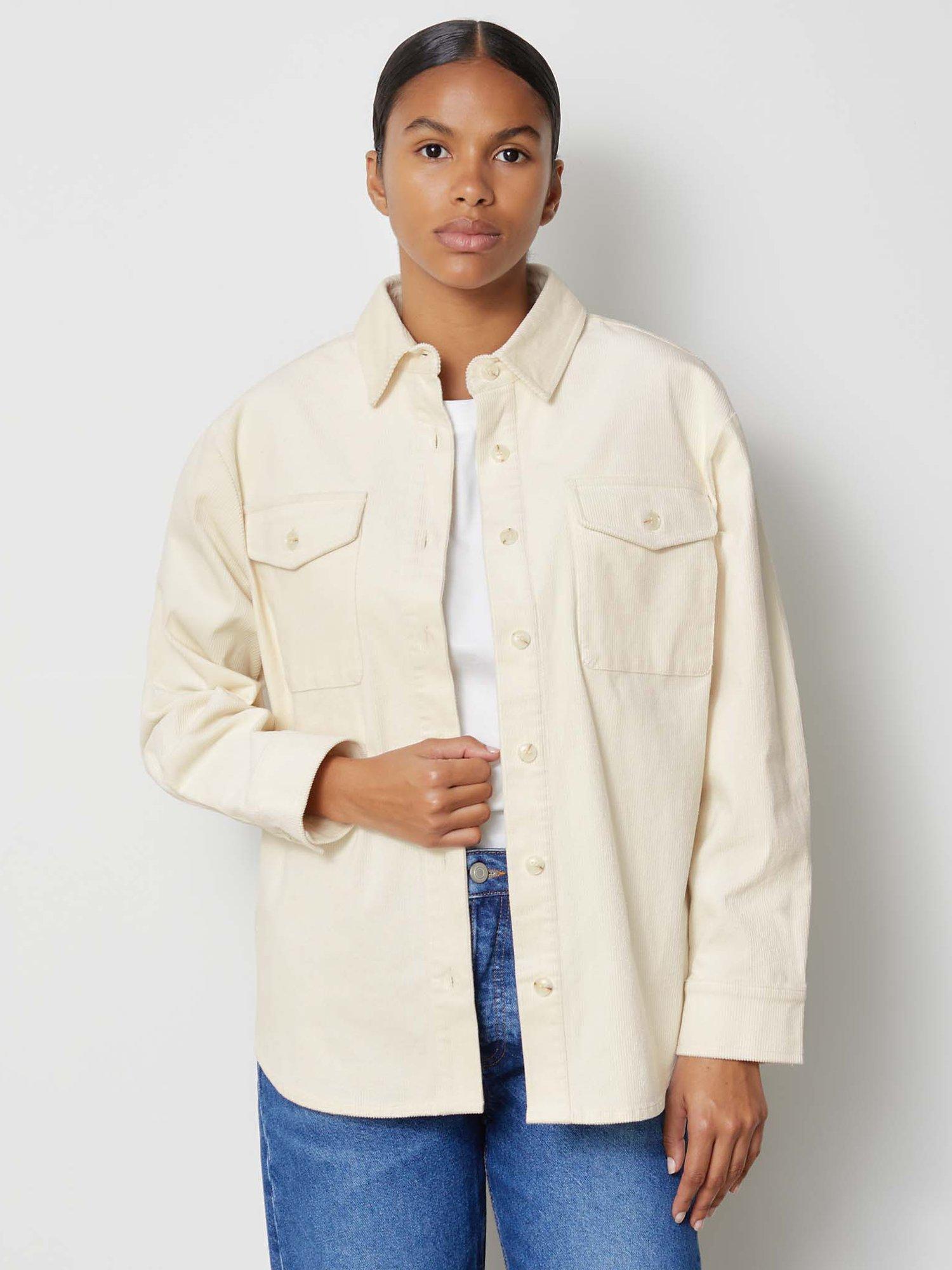 Albaray Organic Cotton Cord Utility Shirt, Cream