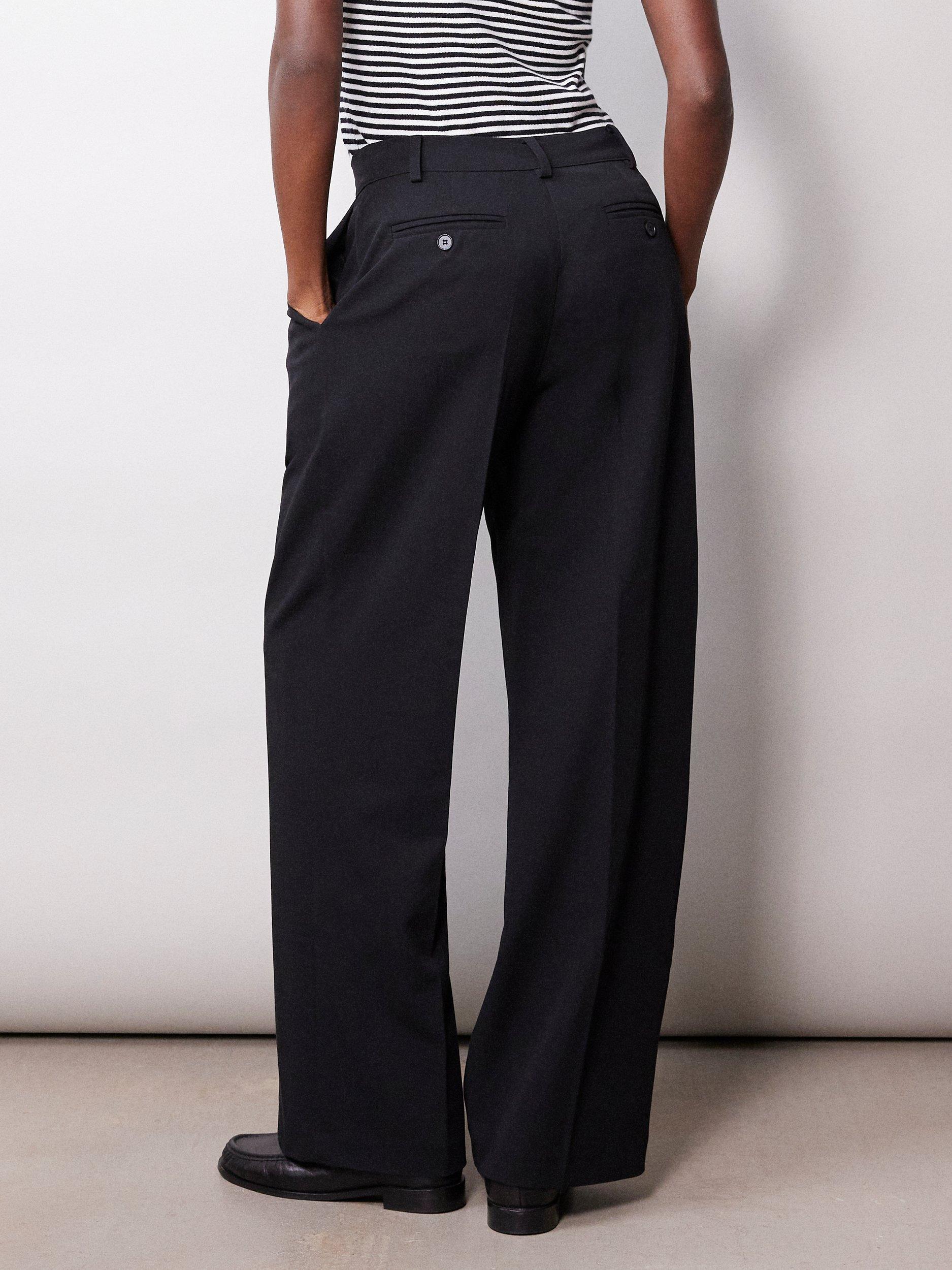 Albaray Wide Leg Pleat Front Tailored Trousers Black